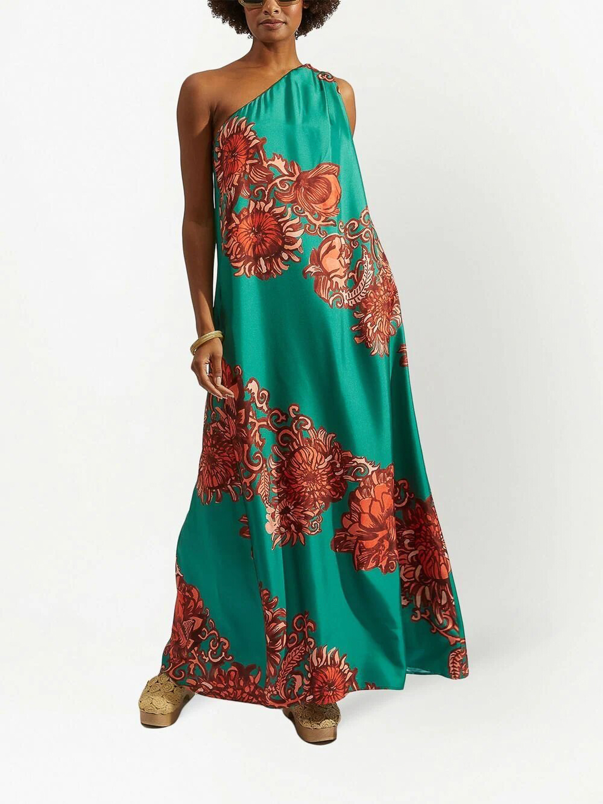 La DoubleJ Floreal one shoulder dress - Green|DRE0460SIL001ANE03