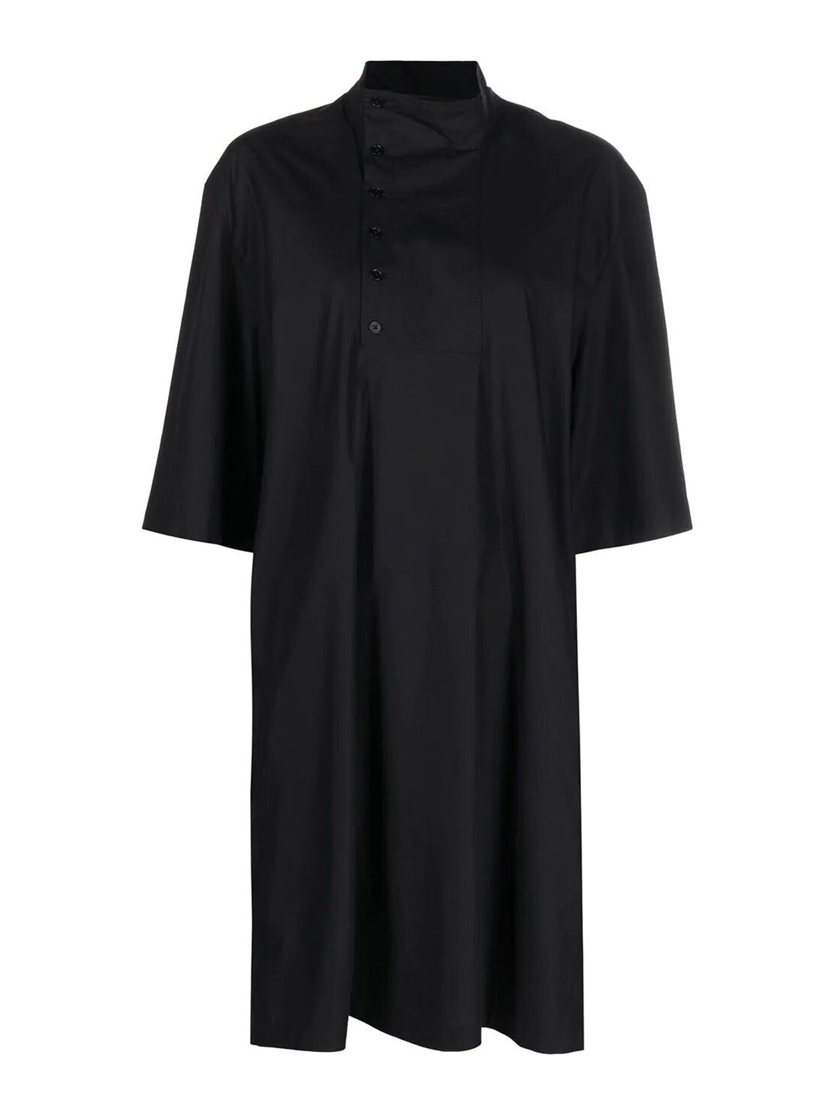 Lemaire High Neck Pleated Dress In Black