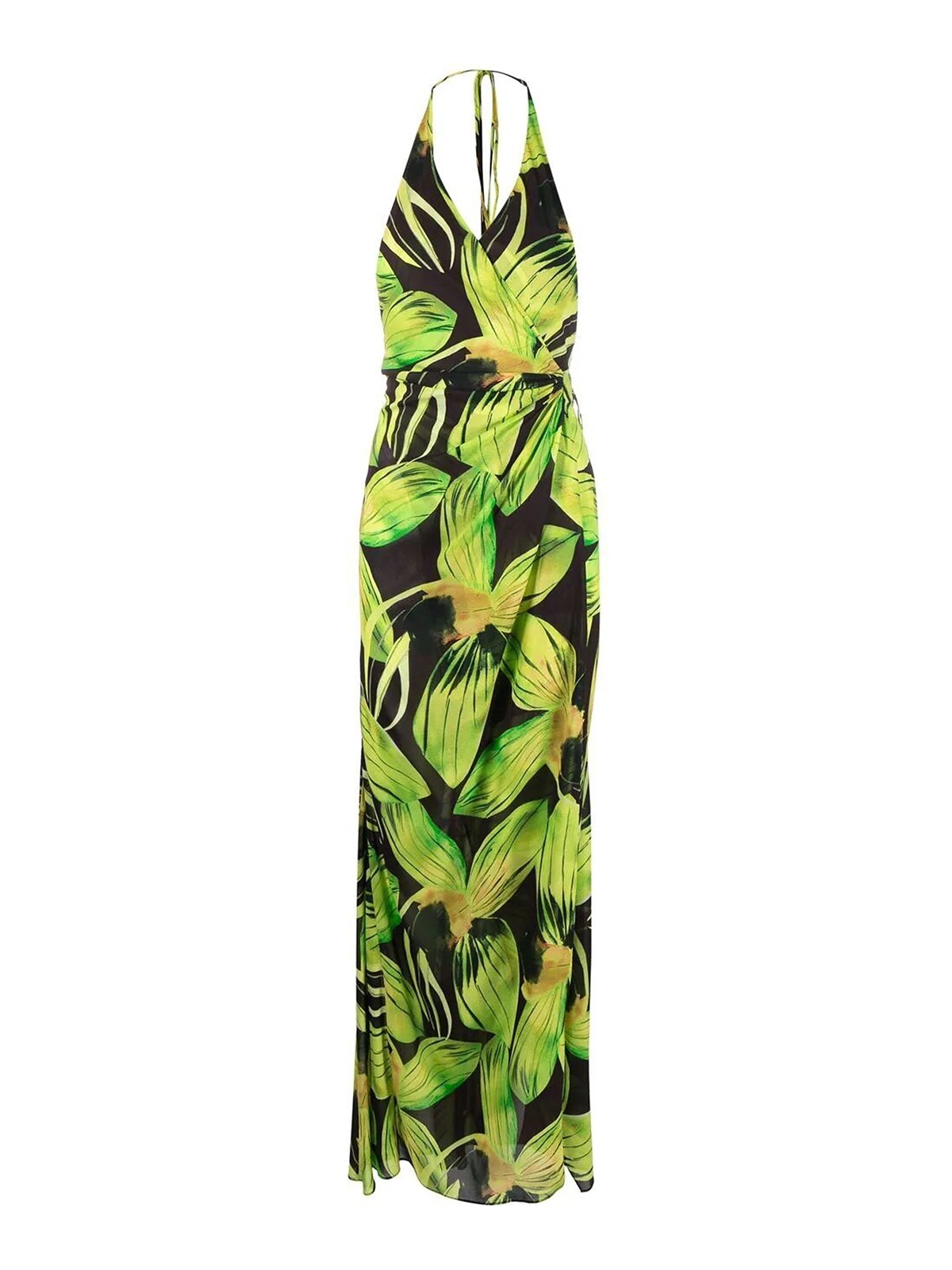 Louisa Ballou Multicoloured Long Dress With Floral Print In Green