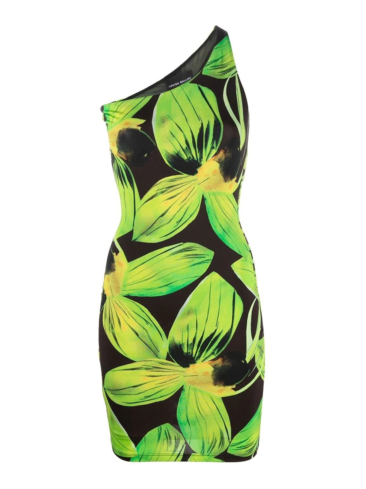 Shop Louisa Ballou One Shoulder Mini Dress In Verde