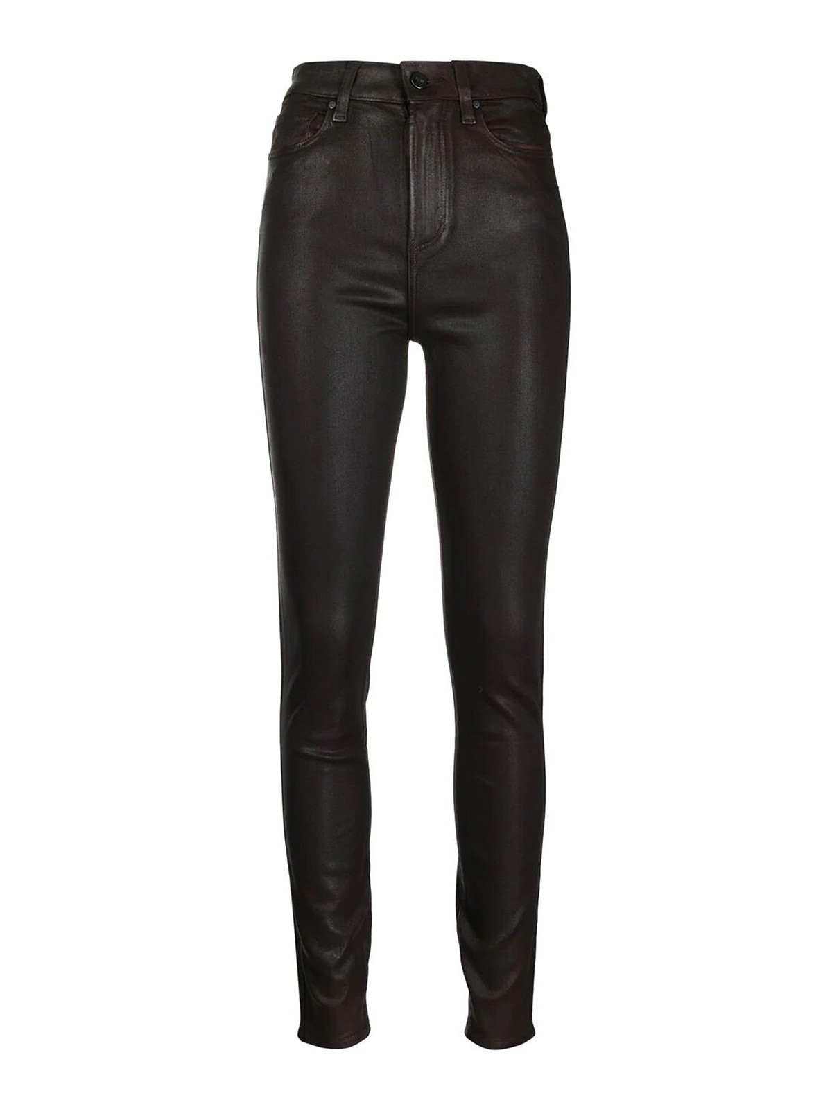 Paige Skinny Leather Trousers In Marrón