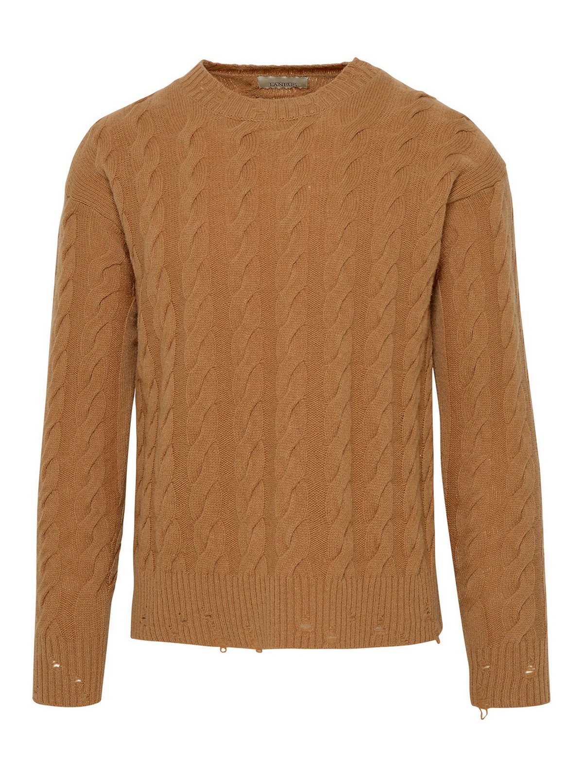 Laneus Camel Wool Blend Sweater In Brown