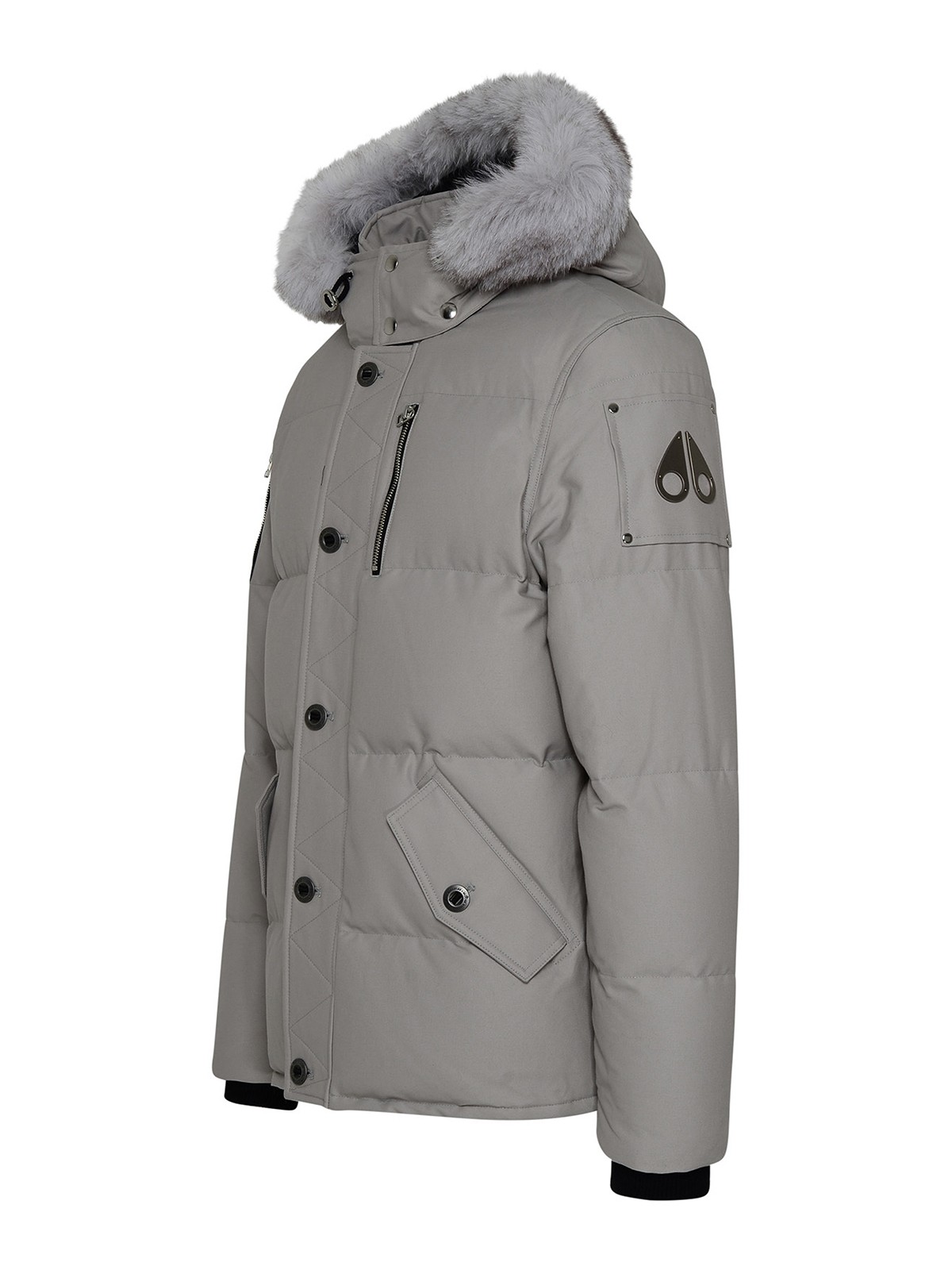 MOOSE KNUCKLES グレー ダウンジャケット Moose Knuckles 3q fur down jacket in gray cotton blend