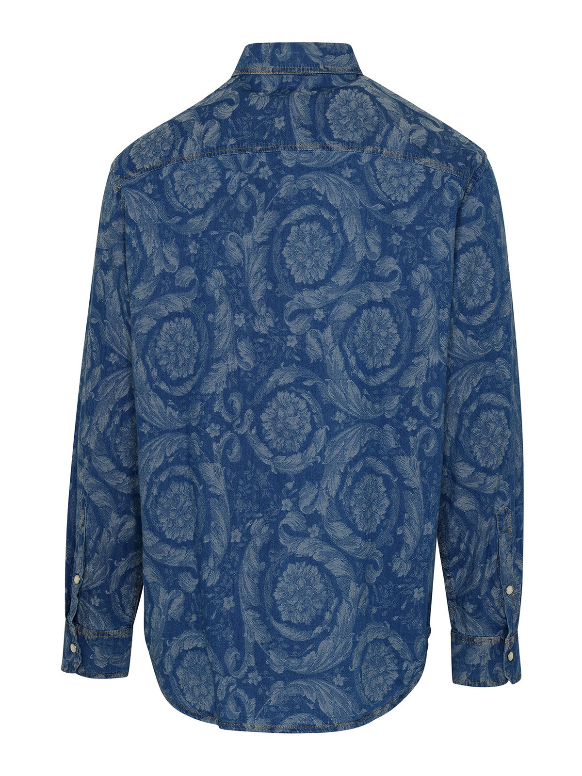 Shop Versace Gray Cotton Sweatshirt In Azul Claro