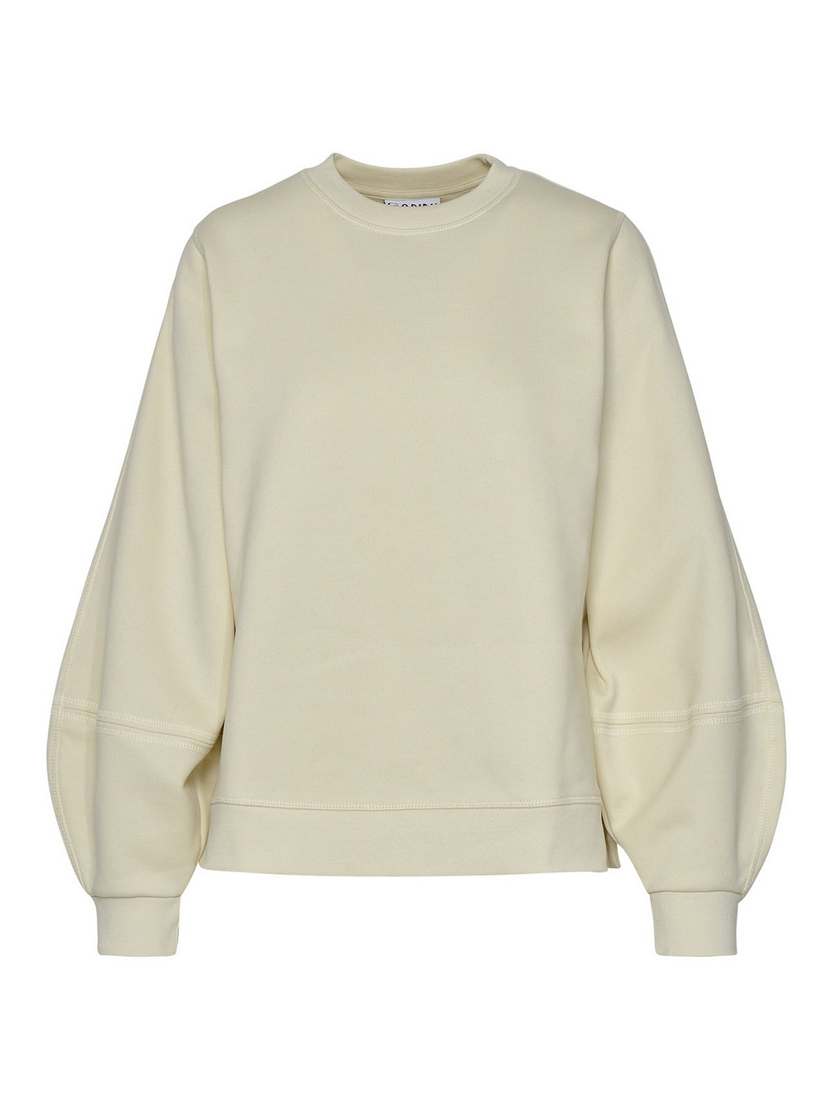 Shop Ganni Cream Cotton Blend Sweatshirt In White