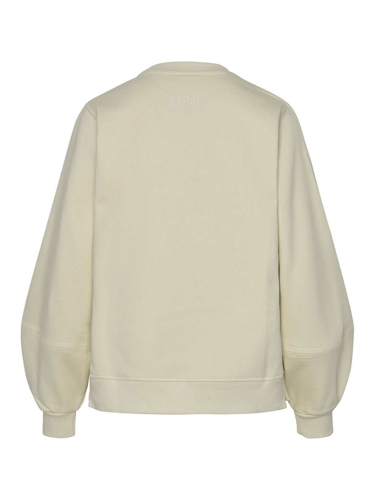 Shop Ganni Cream Cotton Blend Sweatshirt In White