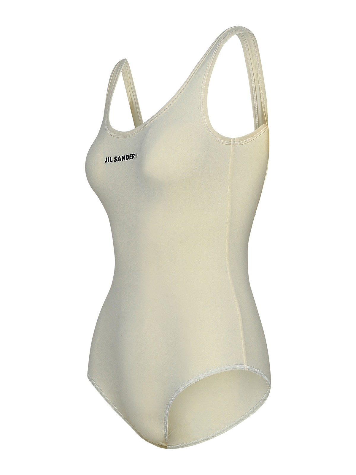 Shop Jil Sander One-piece Swimsuit In Ivory Nylon In White