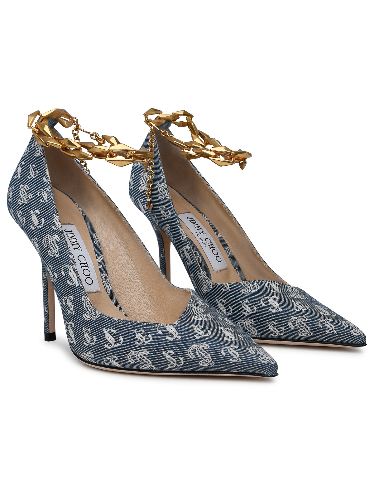 Jimmy Choo Diamond decollete in light blue denim DIAMONDTALURA100AHKDENIM