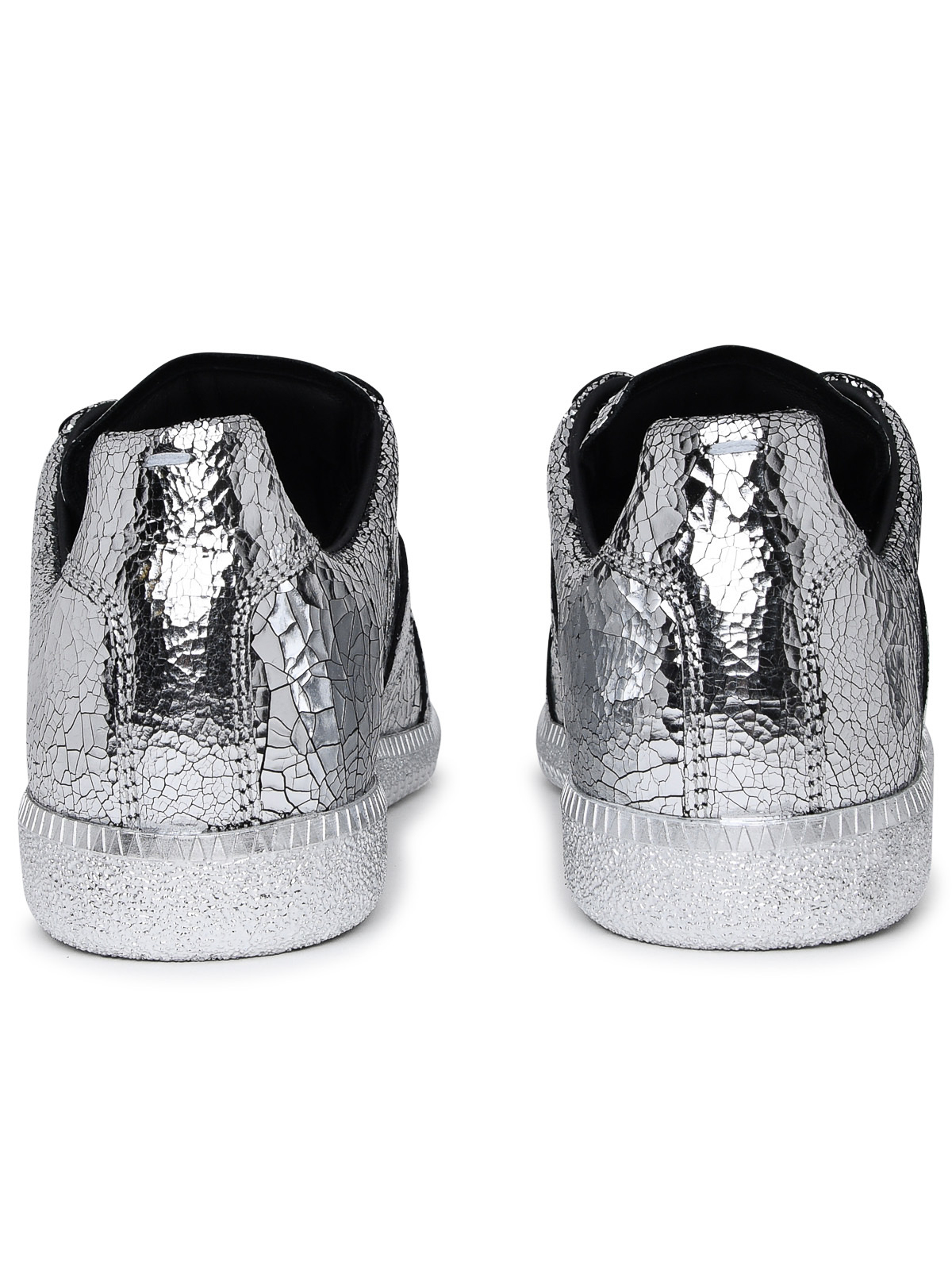 Fabric & Laminated White & Silver Low Top Sneakers