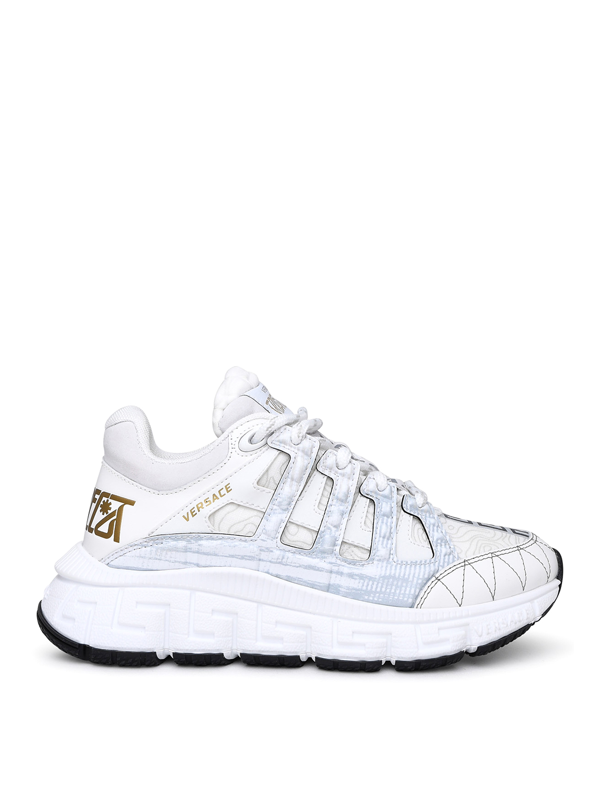 Versace Sneaker Trigreca In Misto Pelle In White