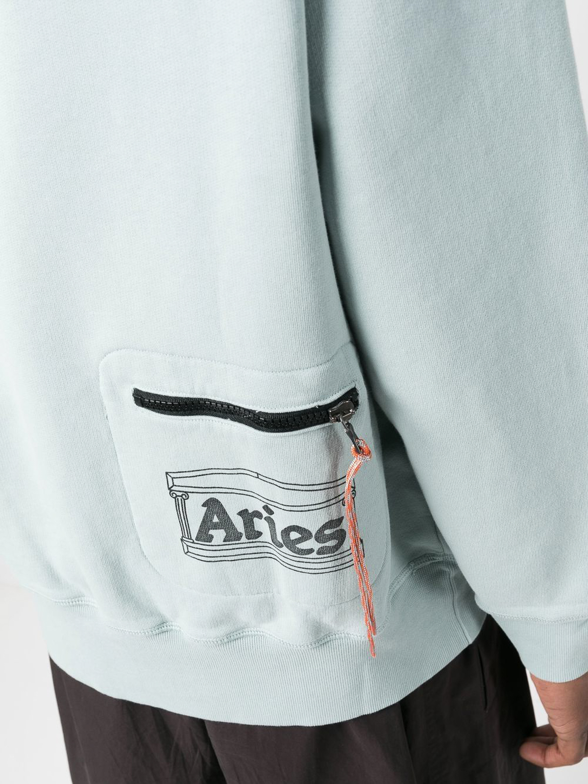 Shop Aries Logo-print Hoodie In Grey
