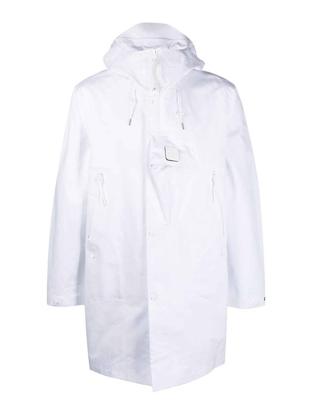 C.p. Company Loog-patch Hooded Coat In Blanco