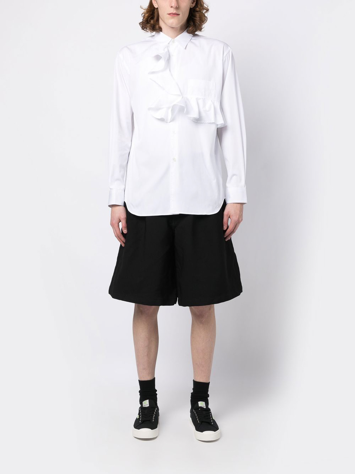 Comme Des Garcons Ruffle-detail longsleeved shirt - White