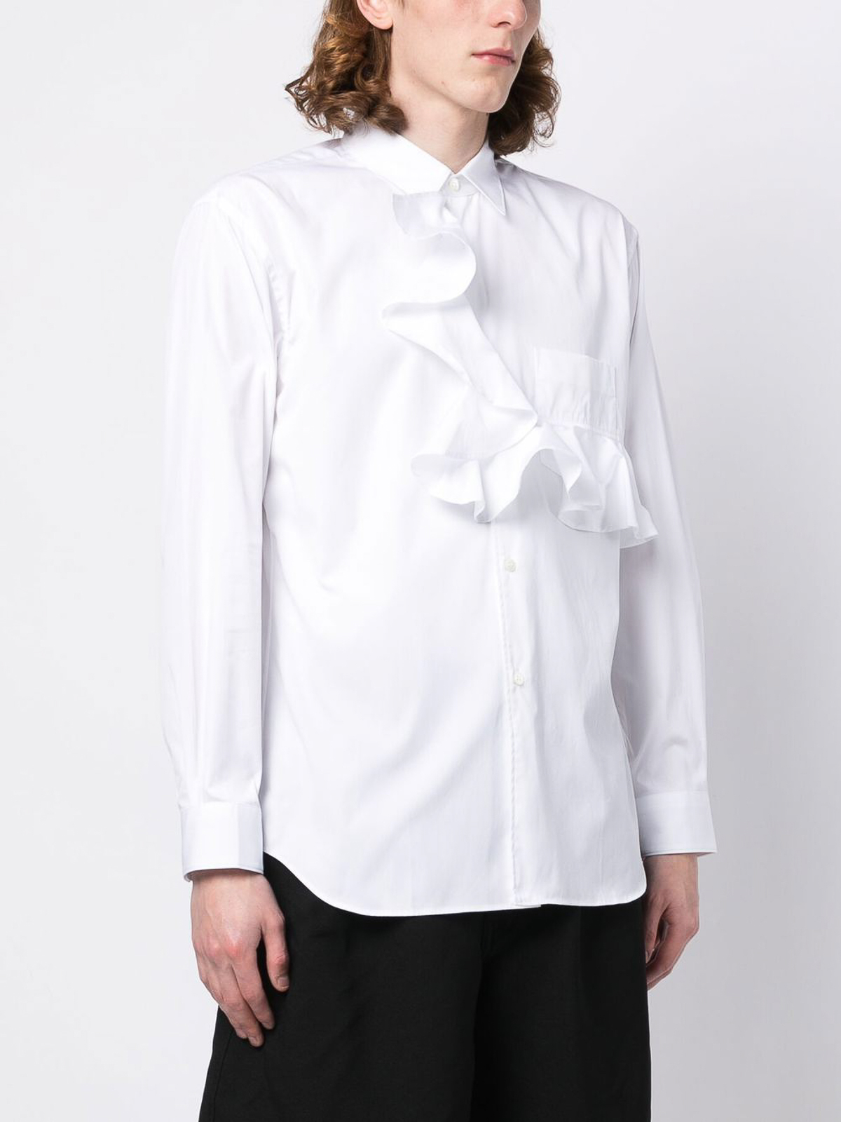 Comme des garçons style white long hotsell sleeves shirt with bow tie, blouse