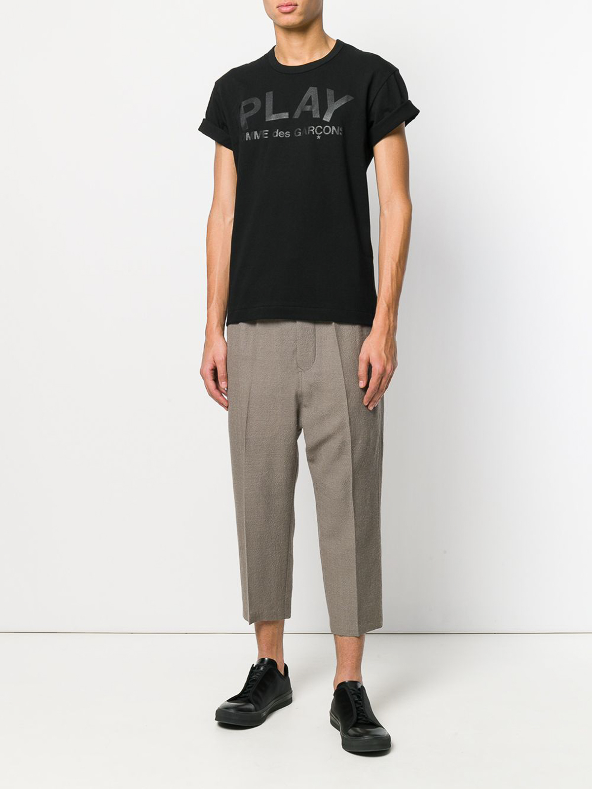 Shop Comme Des Garçons Logo Cotton T-shirt In Black