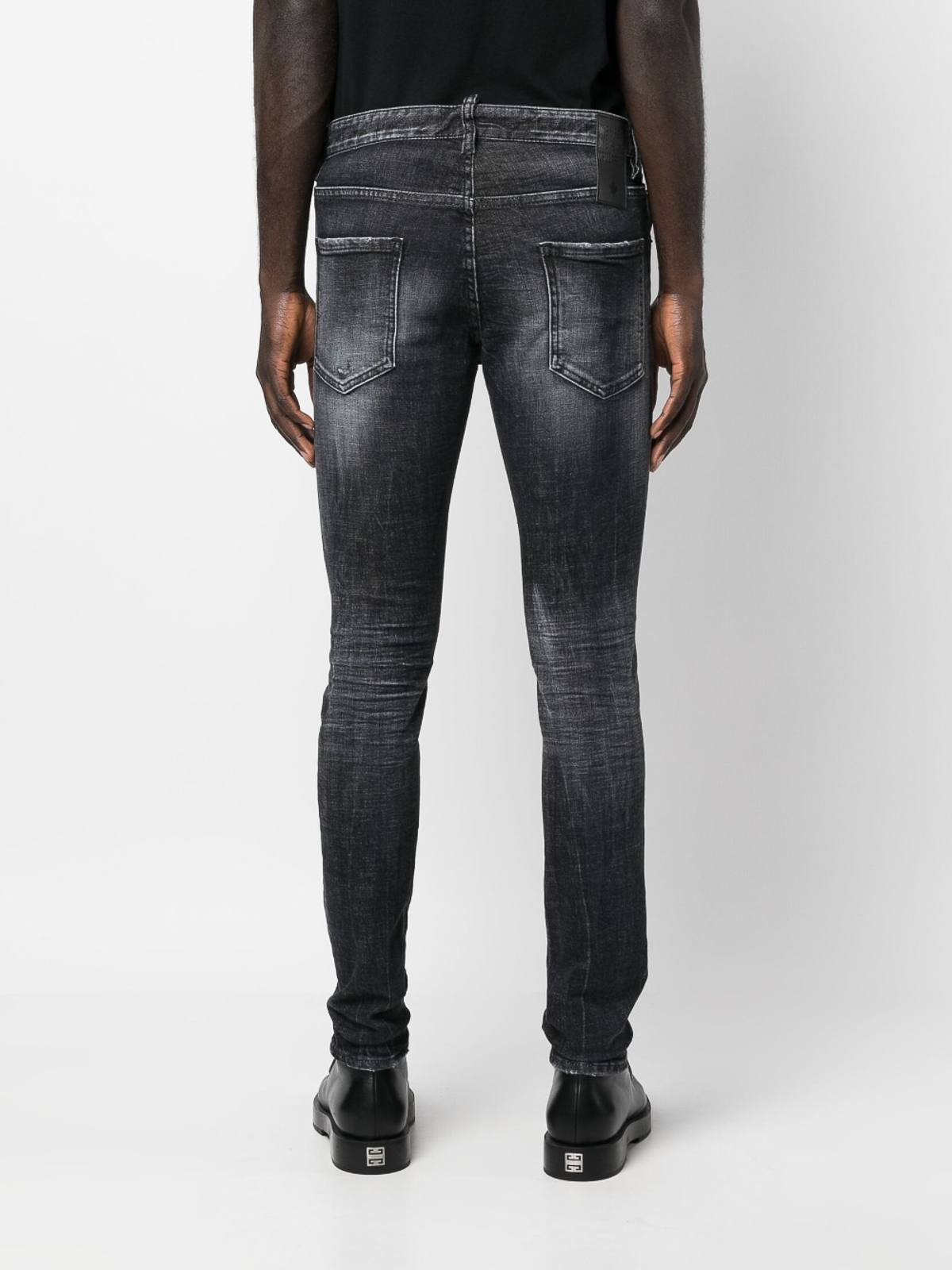Shop Dsquared2 Distressed Slim-cut Jeans In Black