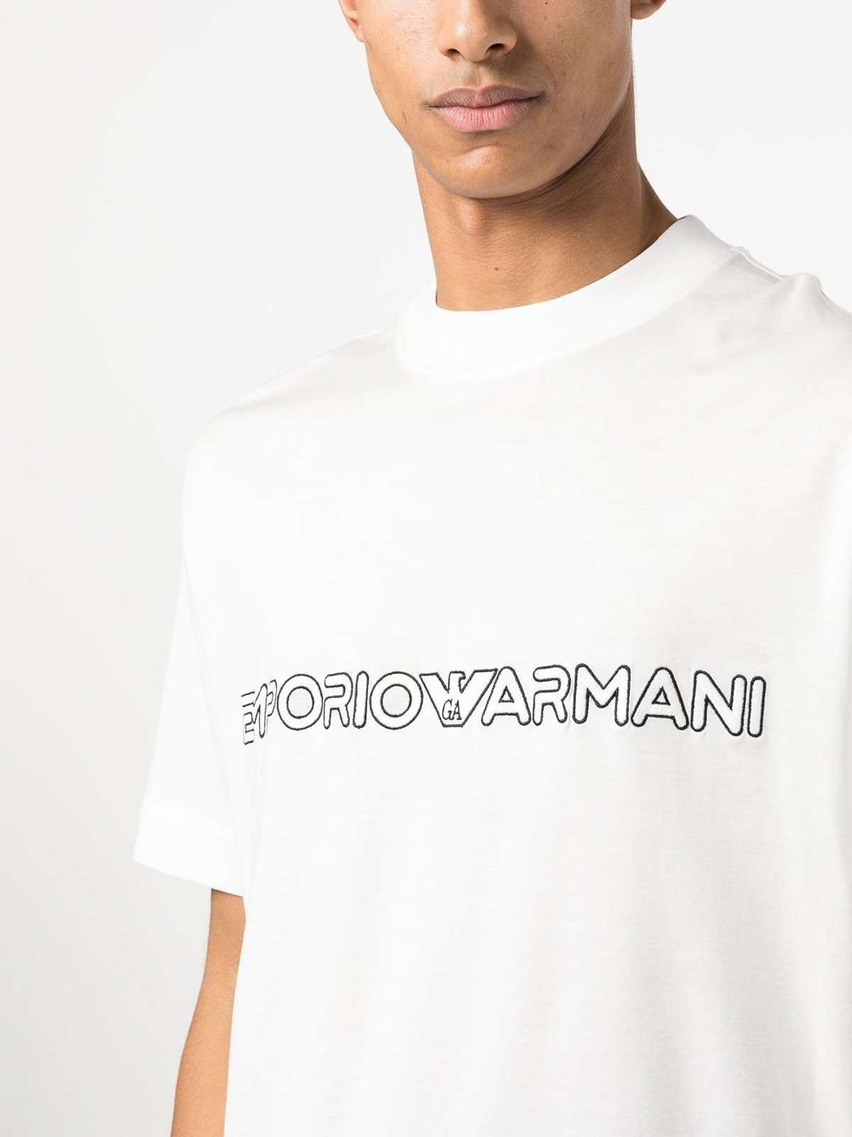 Forkæl dig plakat Farmakologi T-shirts Emporio Armani - Logo-print lyocell-cotton t-shirt -  3R1TBD1JUVZ0101