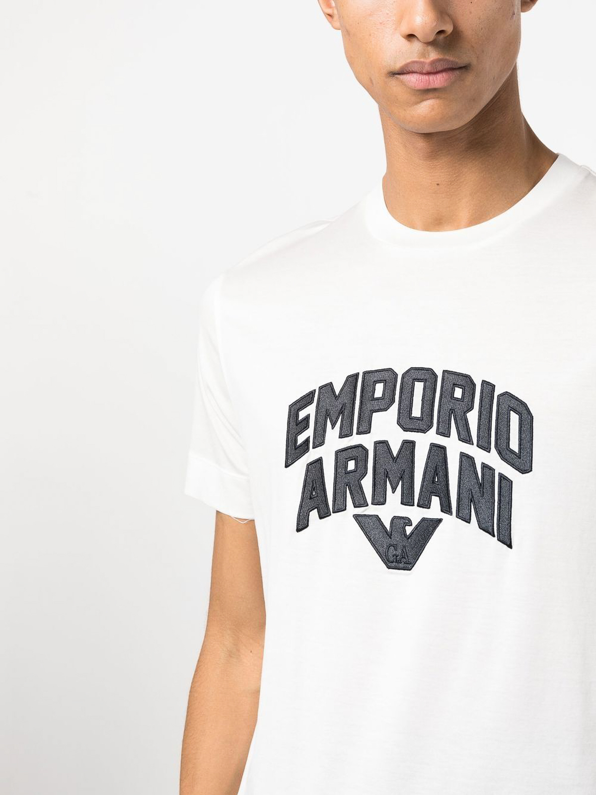 twinkle Fearless drivhus T-shirts Emporio Armani - Logo-print lyocell-cotton t-shirt -  3R1TBF1JUVZ0101