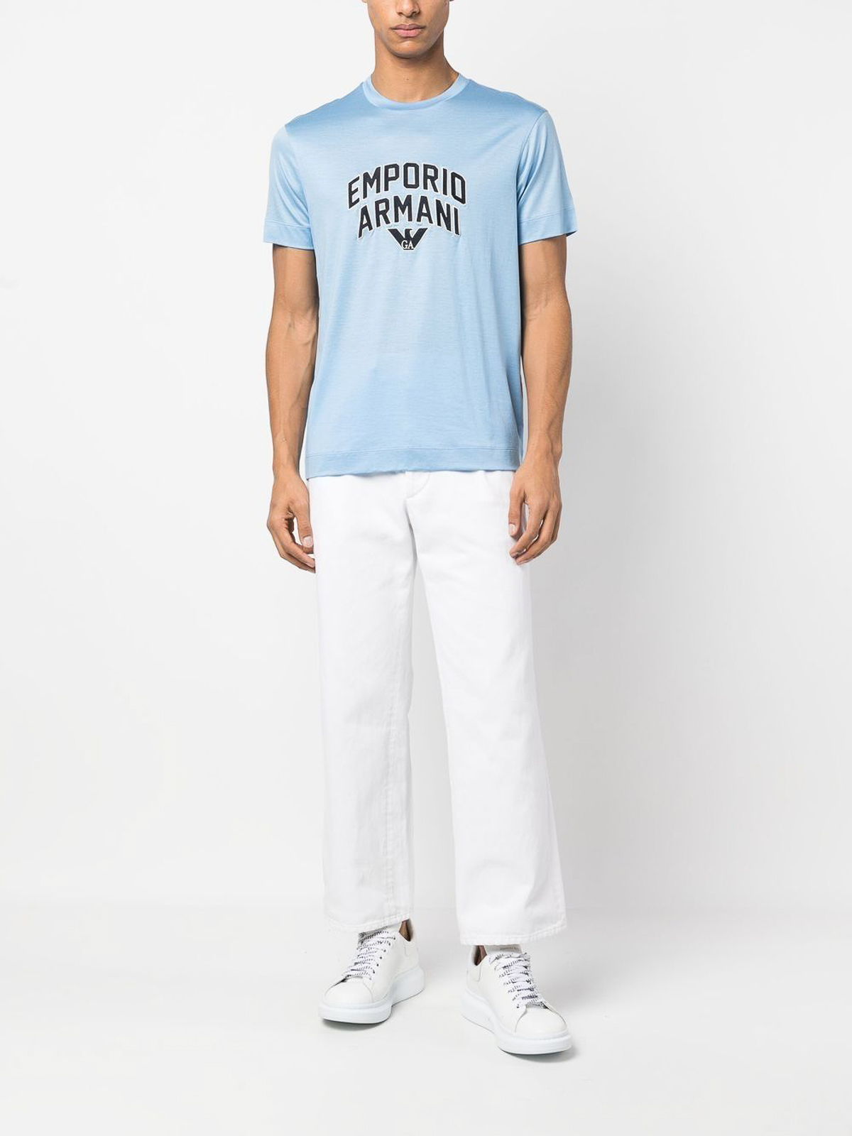Emporio Armani Logo-print lyocell-cotton t-shirt|3R1TBF1JUVZ0708
