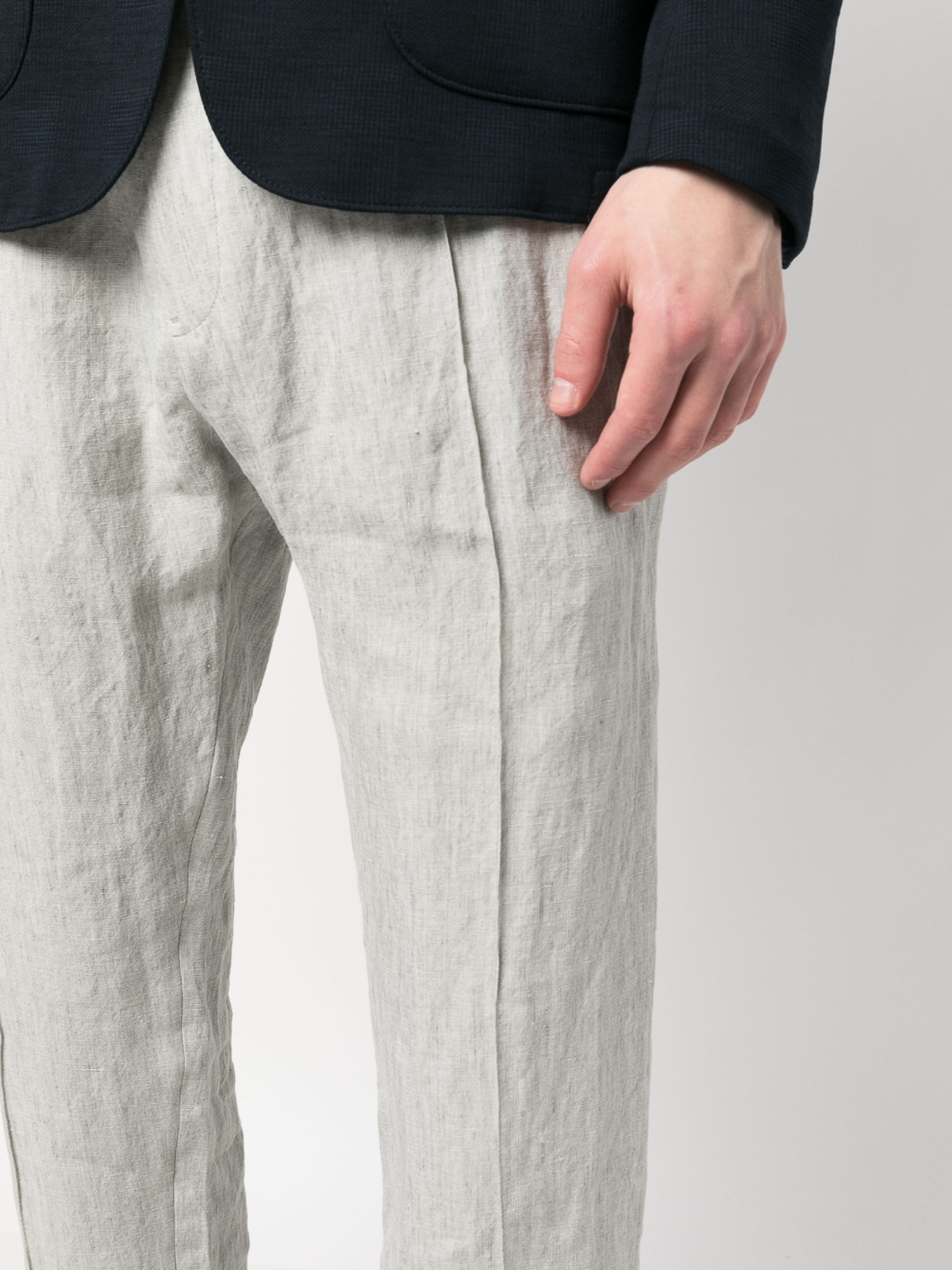 Emporio Armani straightleg linenblend Trousers  Farfetch