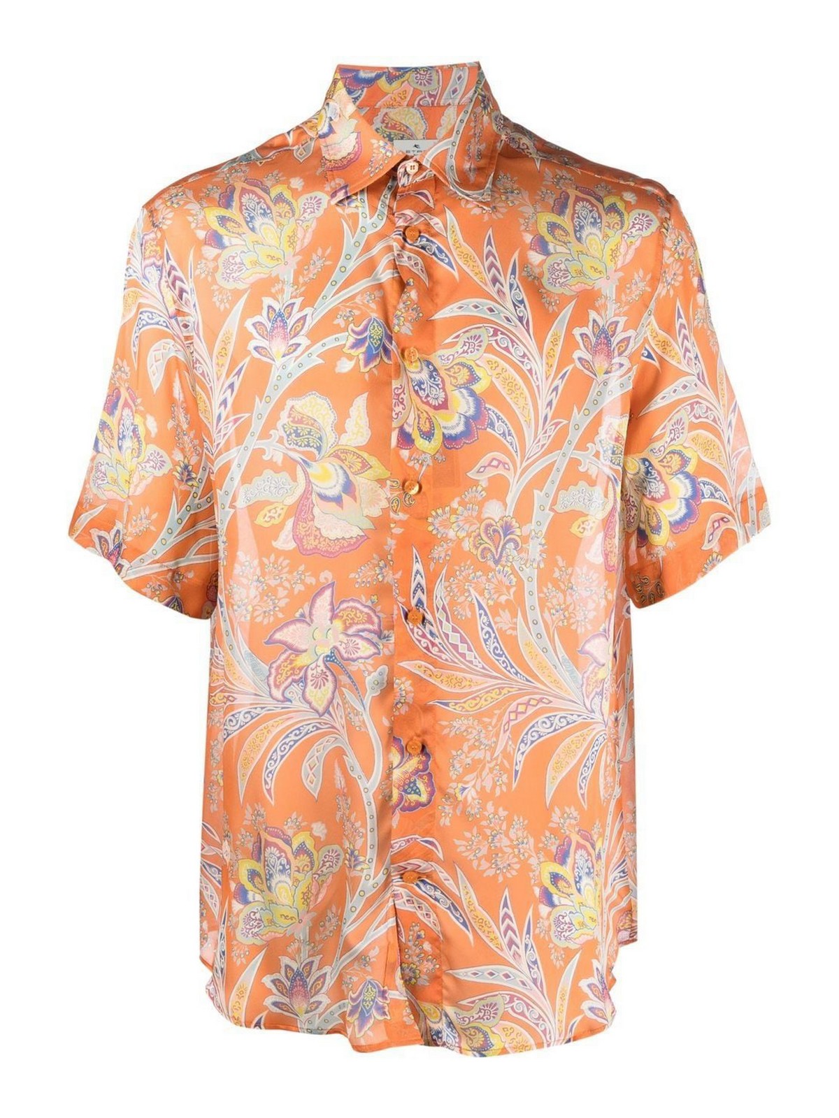 Shop Etro Paisley-print Silk Shirt In Orange