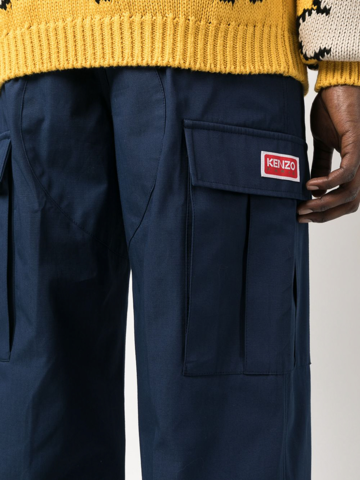 Shop Kenzo Straight-leg Cargo Trousers In Blue
