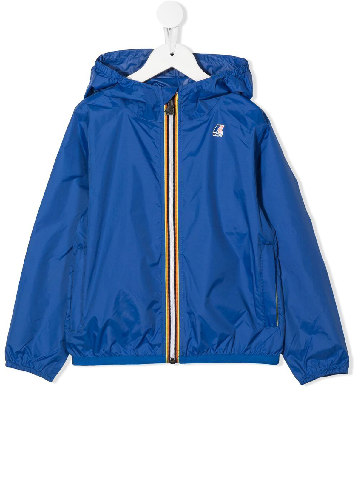 K-way Rain Jacket With Stripe Trim In Blue