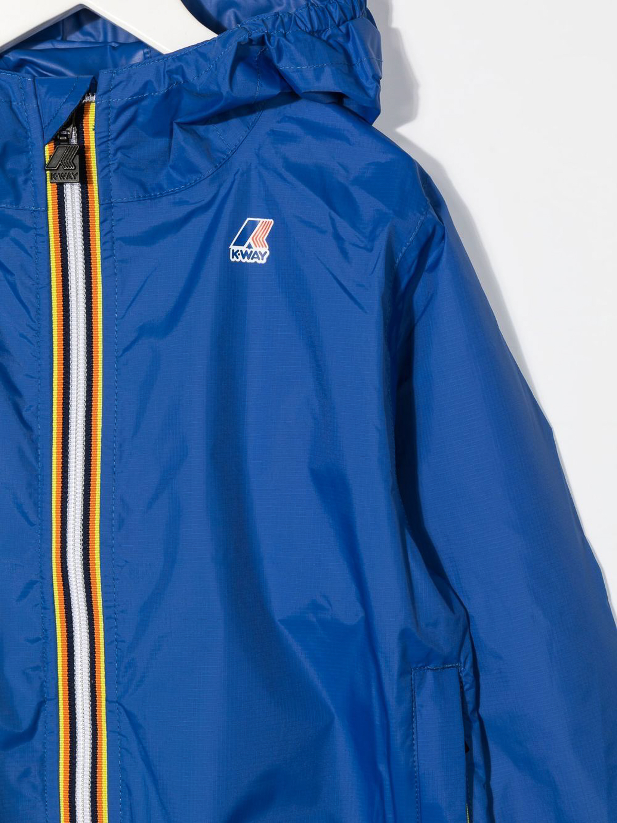 Shop K-way Rain Jacket With Stripe Trim In Blue