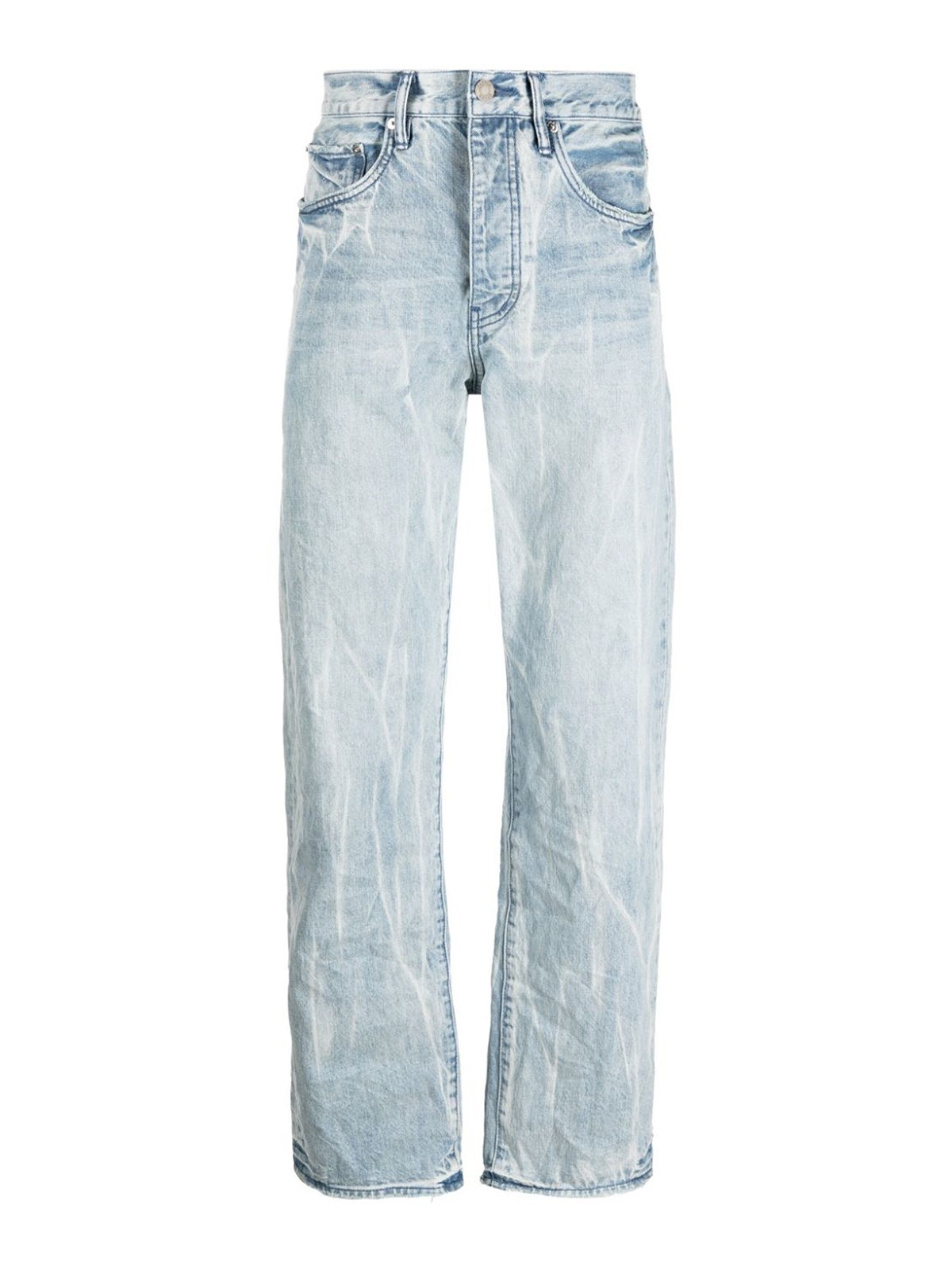 Purple Brand Acid-washed Relaxed-fit Jeans In Light Wash