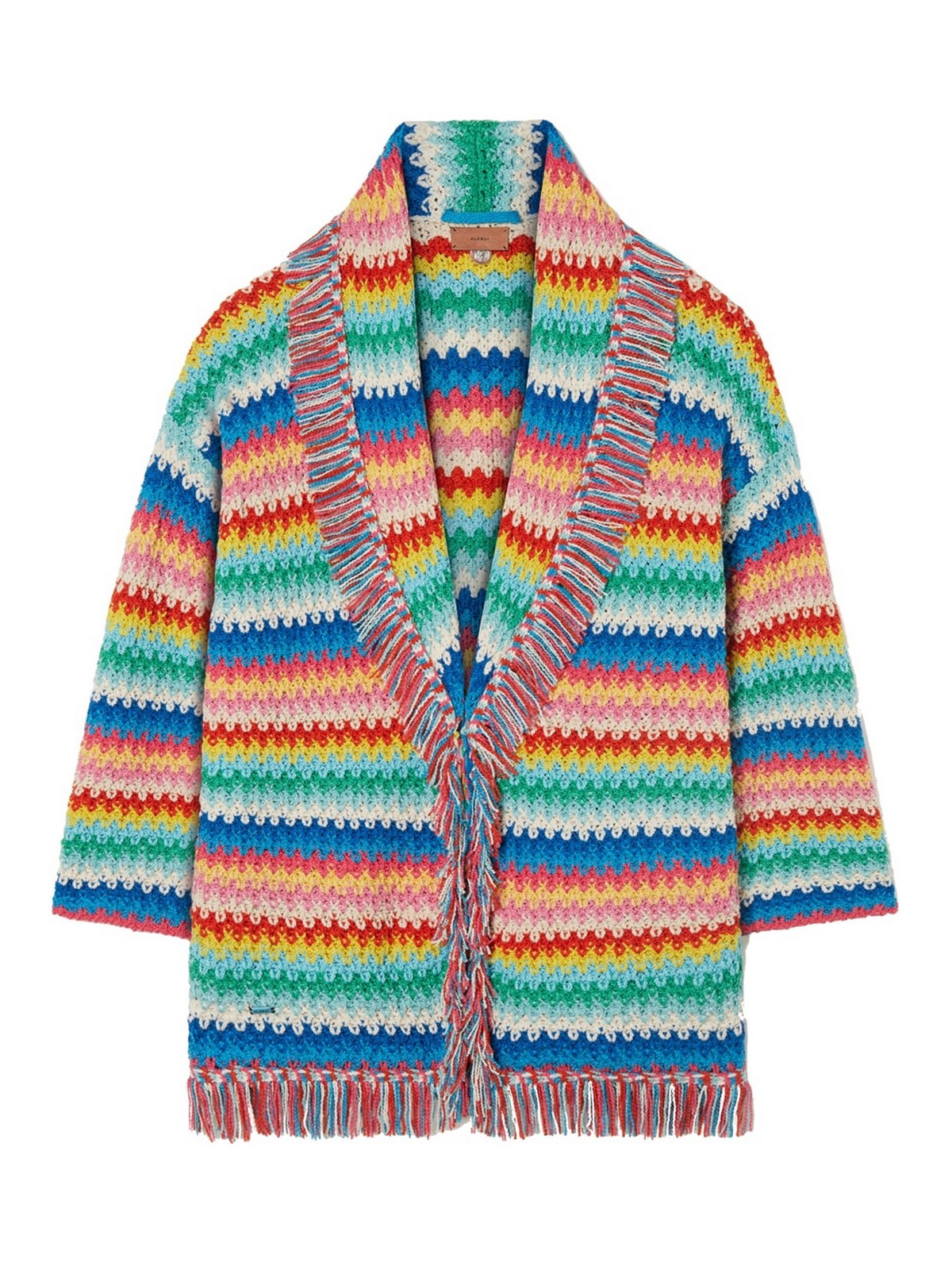 Shop Alanui Over The Rainbow Cashmere Cardigan In Multicolour