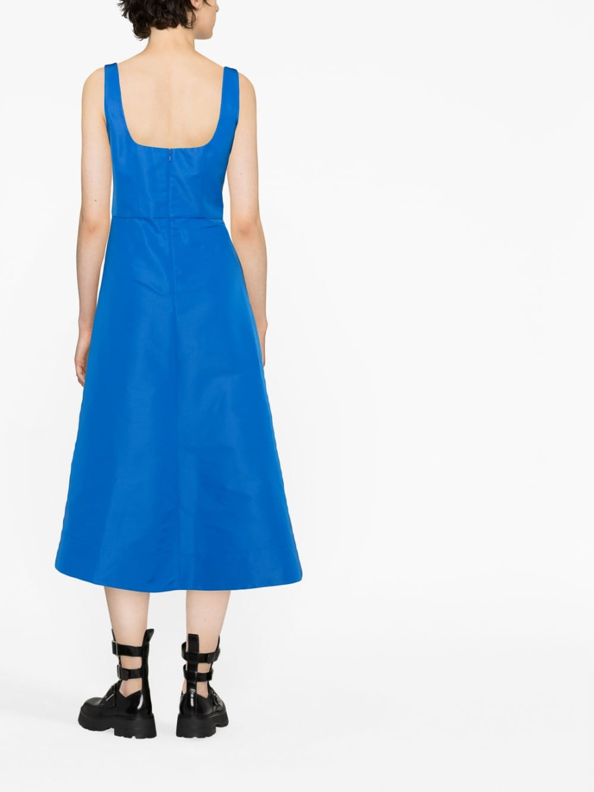 Shop Alexander Mcqueen Asymmetric Midi Dress In Azul