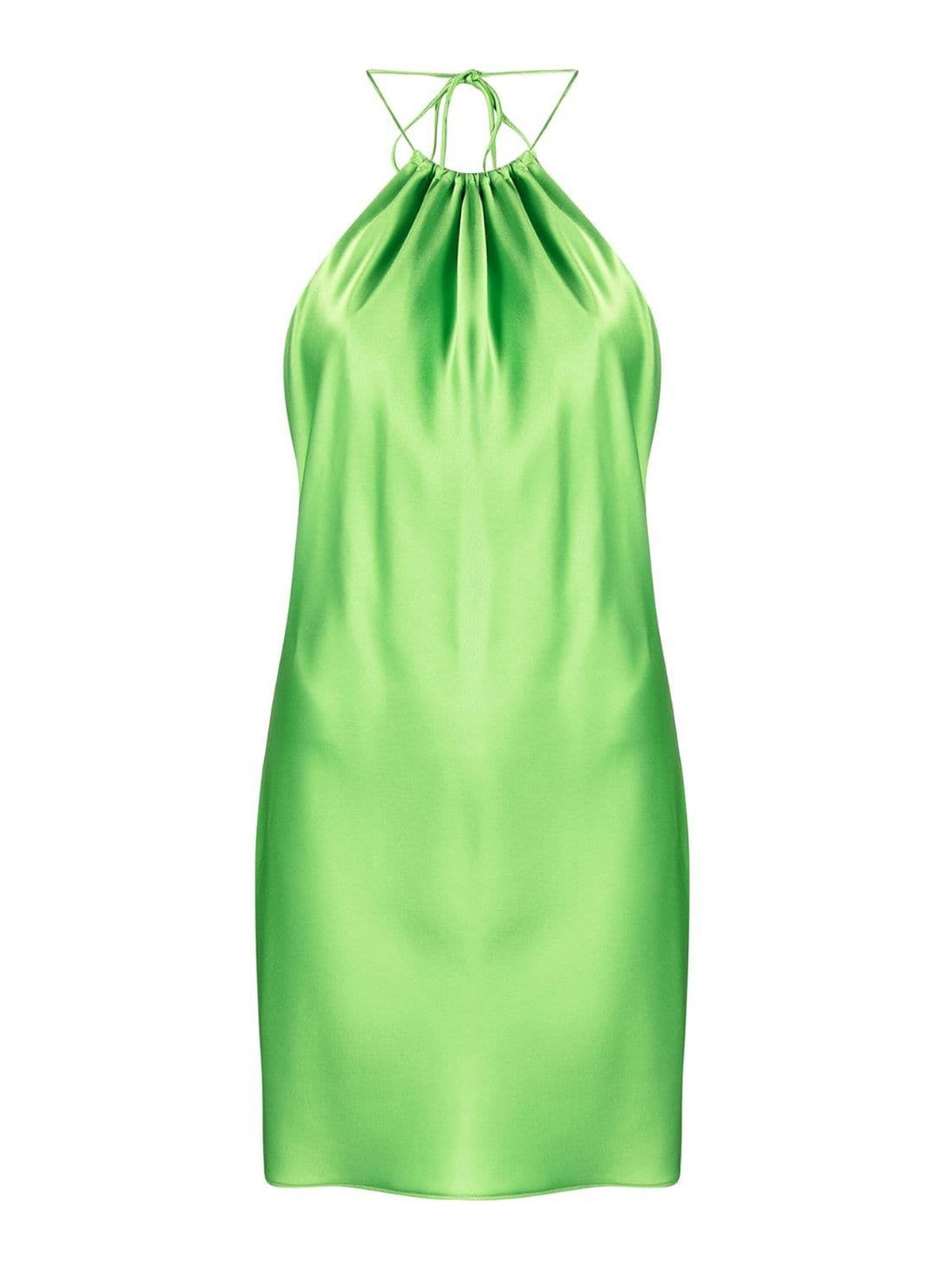 green backless halter dress Open-Back Long Halter Prom Dress with Sash