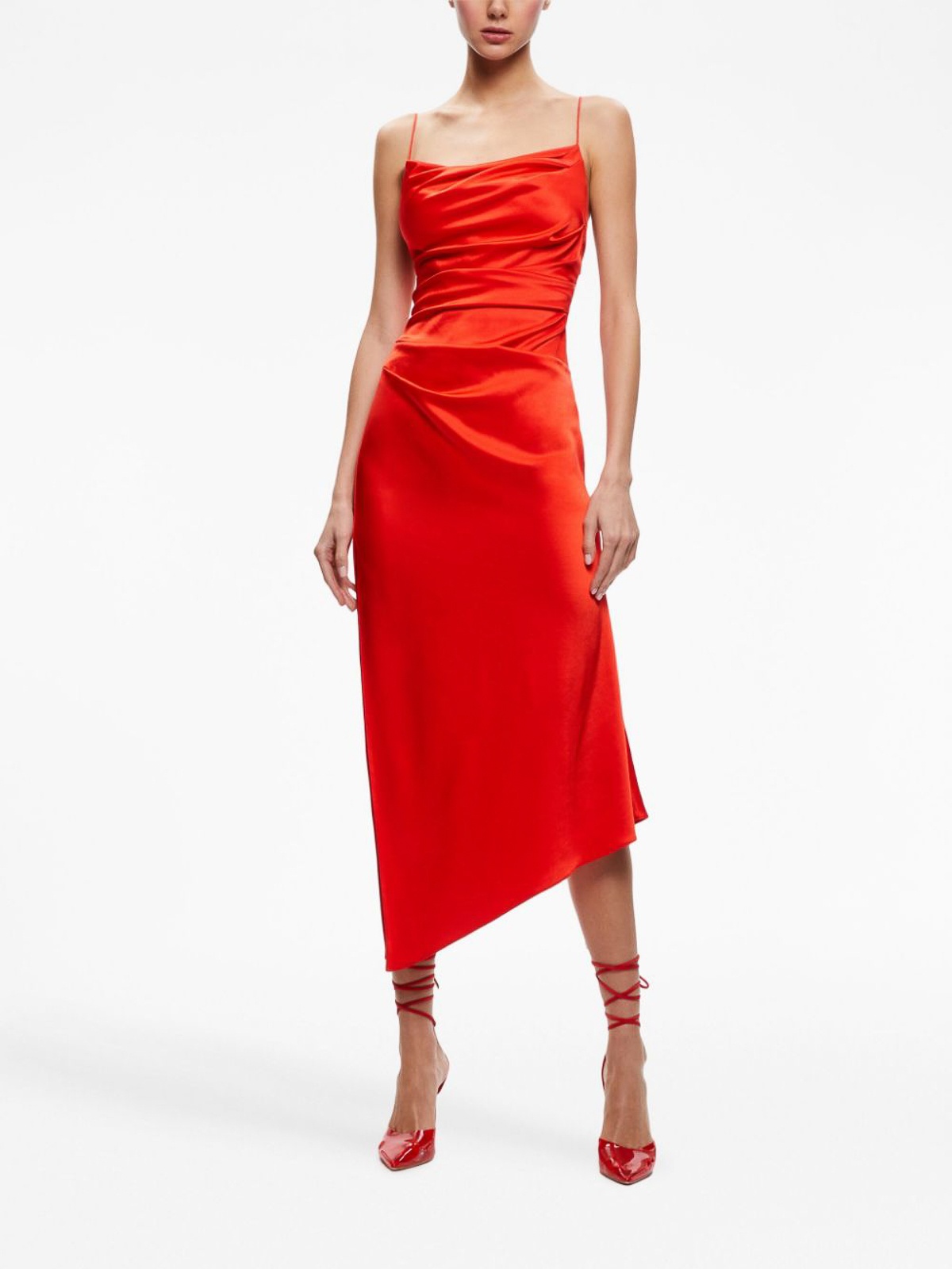 strapless open back dress WS Rose Red/Pink Side Slit Strap Night Dress M / Red