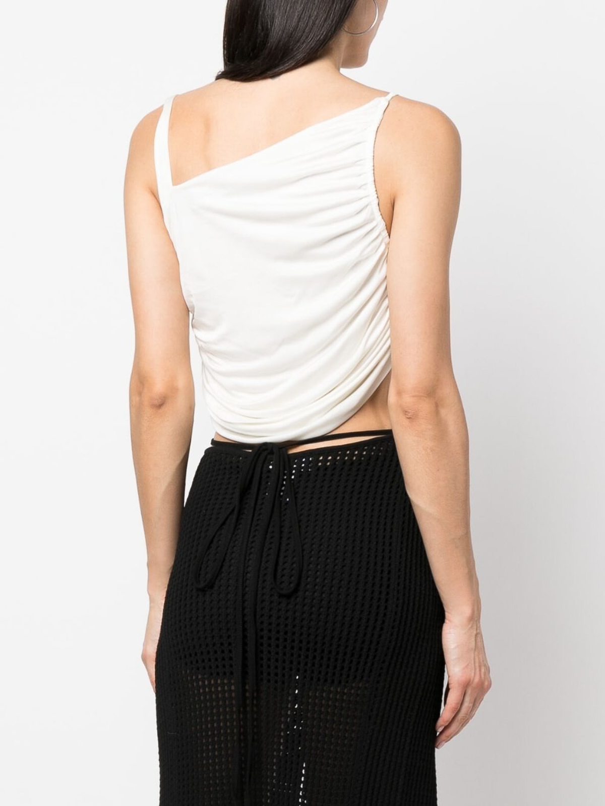Shop Andreädamo Cropped Jersey Top In White