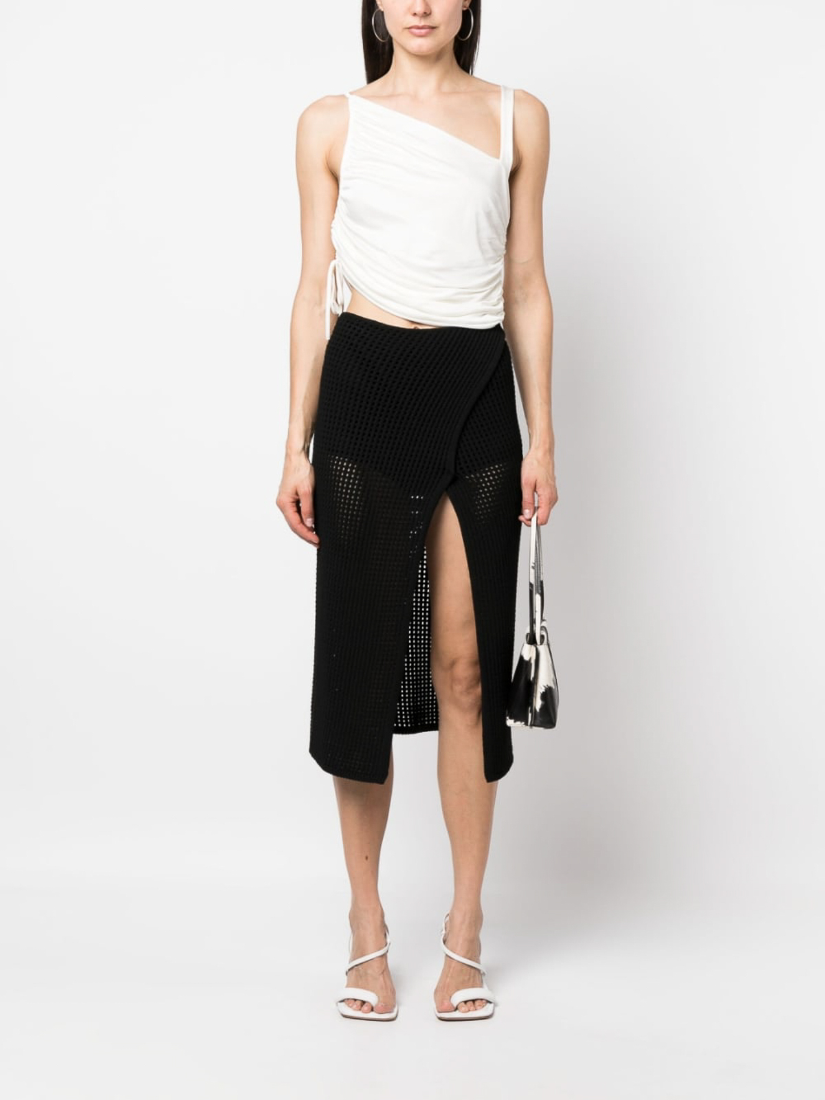 Shop Andreädamo Cropped Jersey Top In White