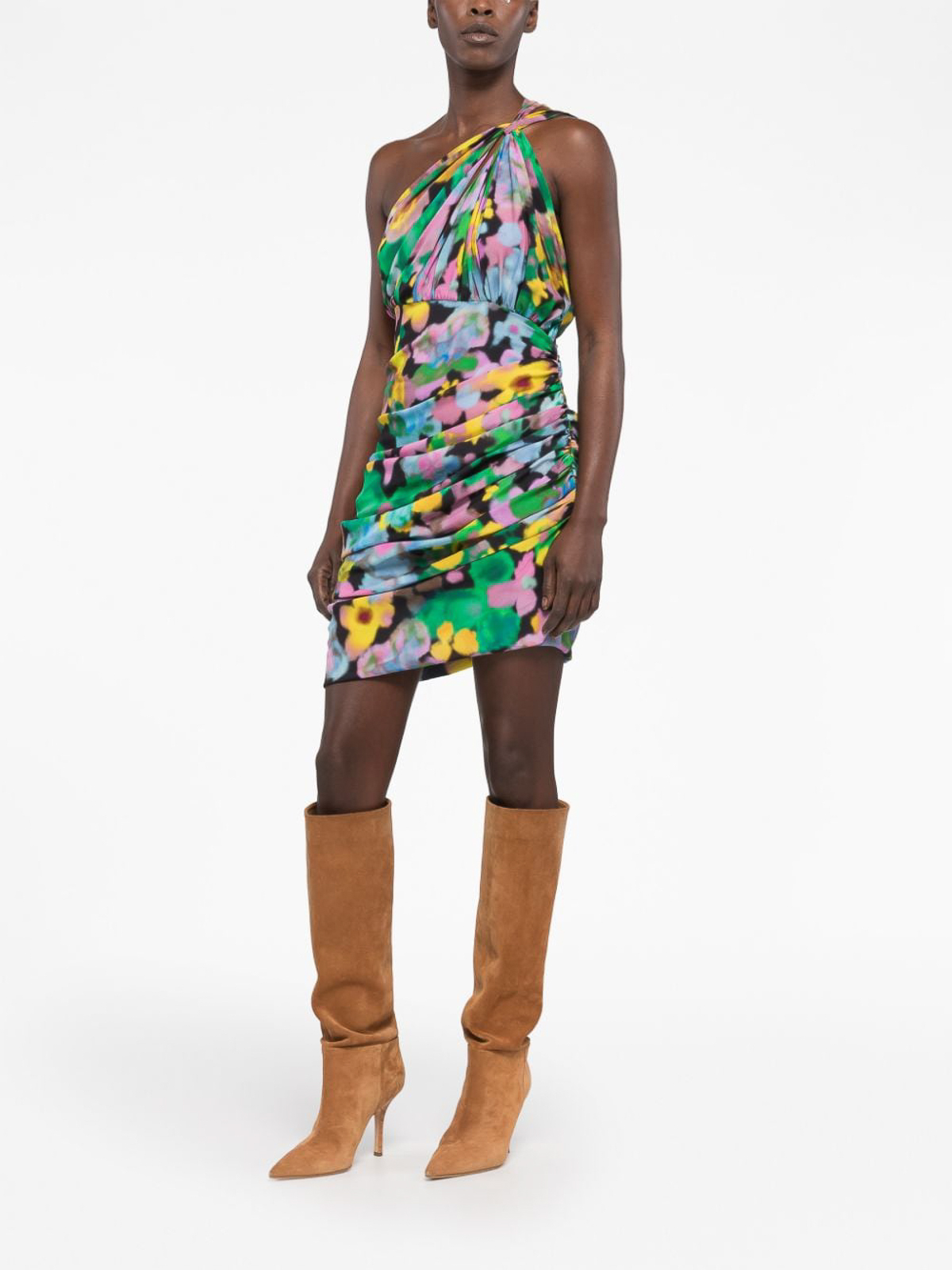 Shop Az Factory One Shoulder Mini Dress In Multicolour