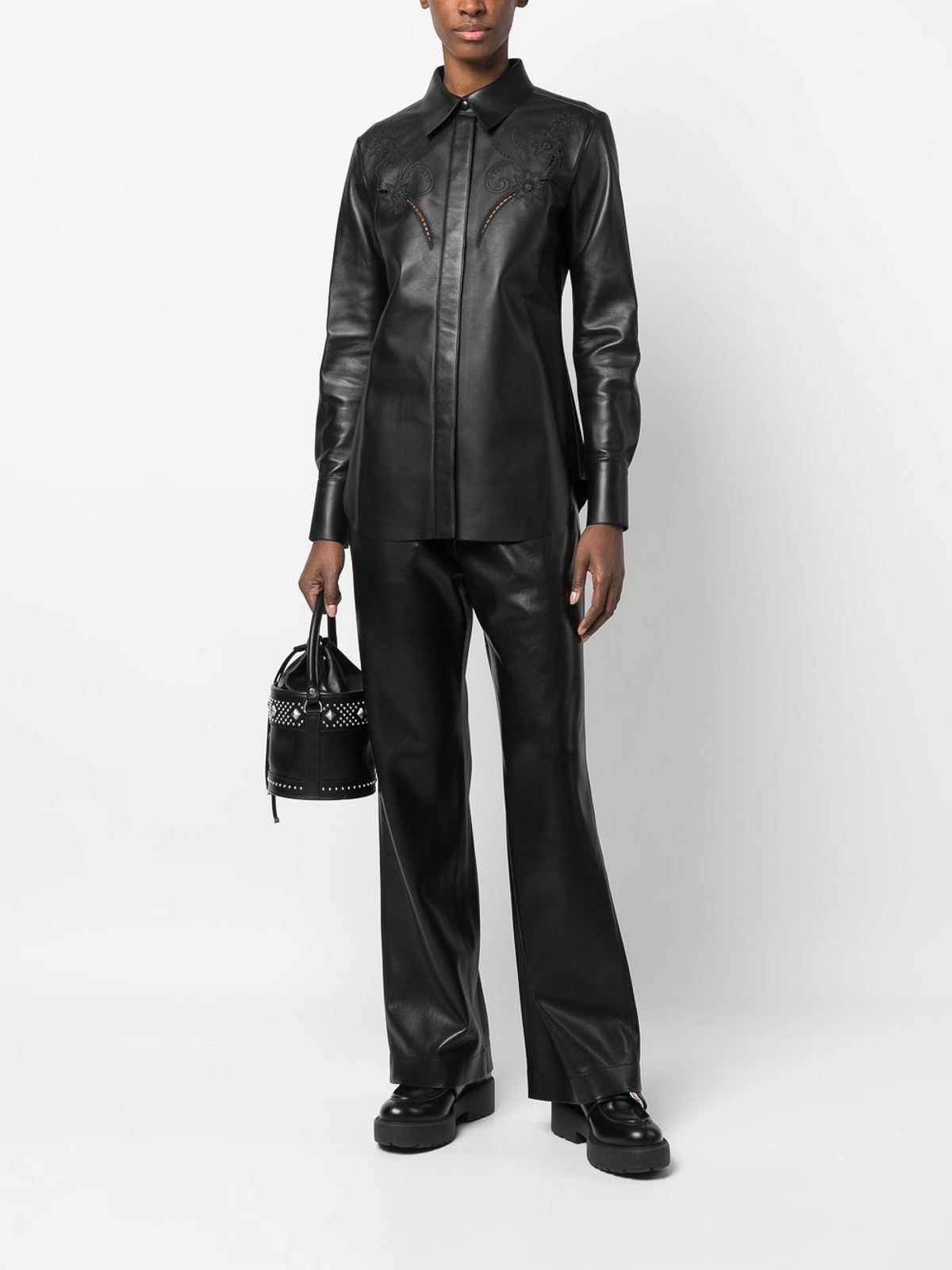 Shop Chloé Leather Jacket In Black