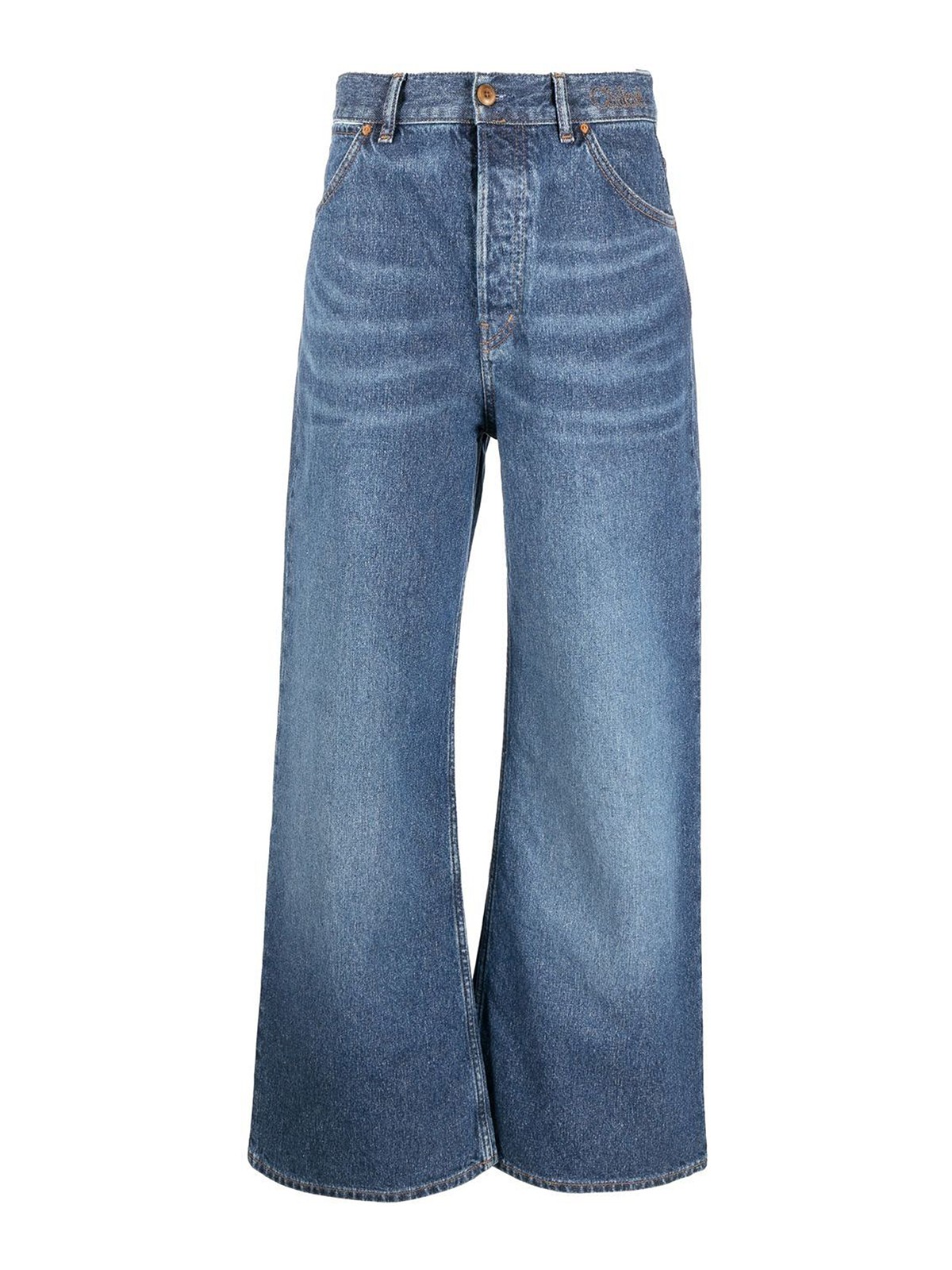 Chloé Wide Leg Denim Jeans In Blue