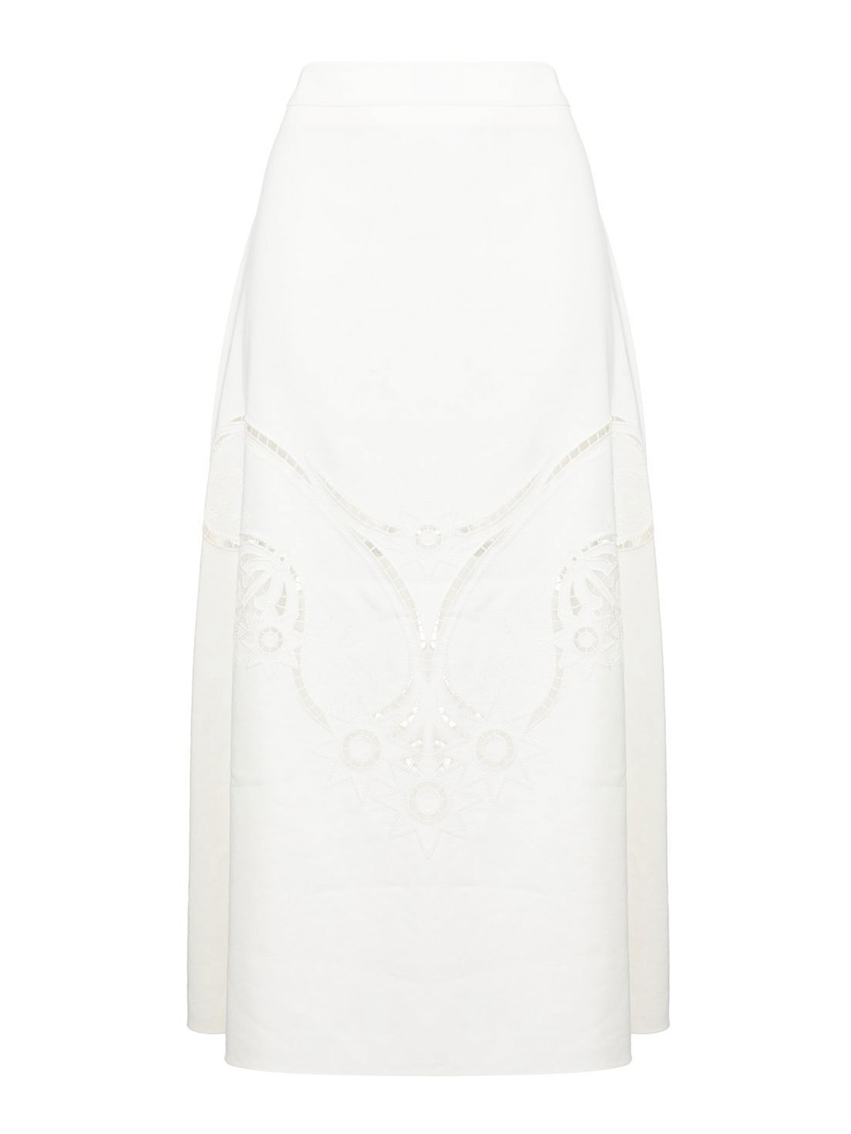 Chloé Broderie Anglaise Crepe Midi Skirt In White
