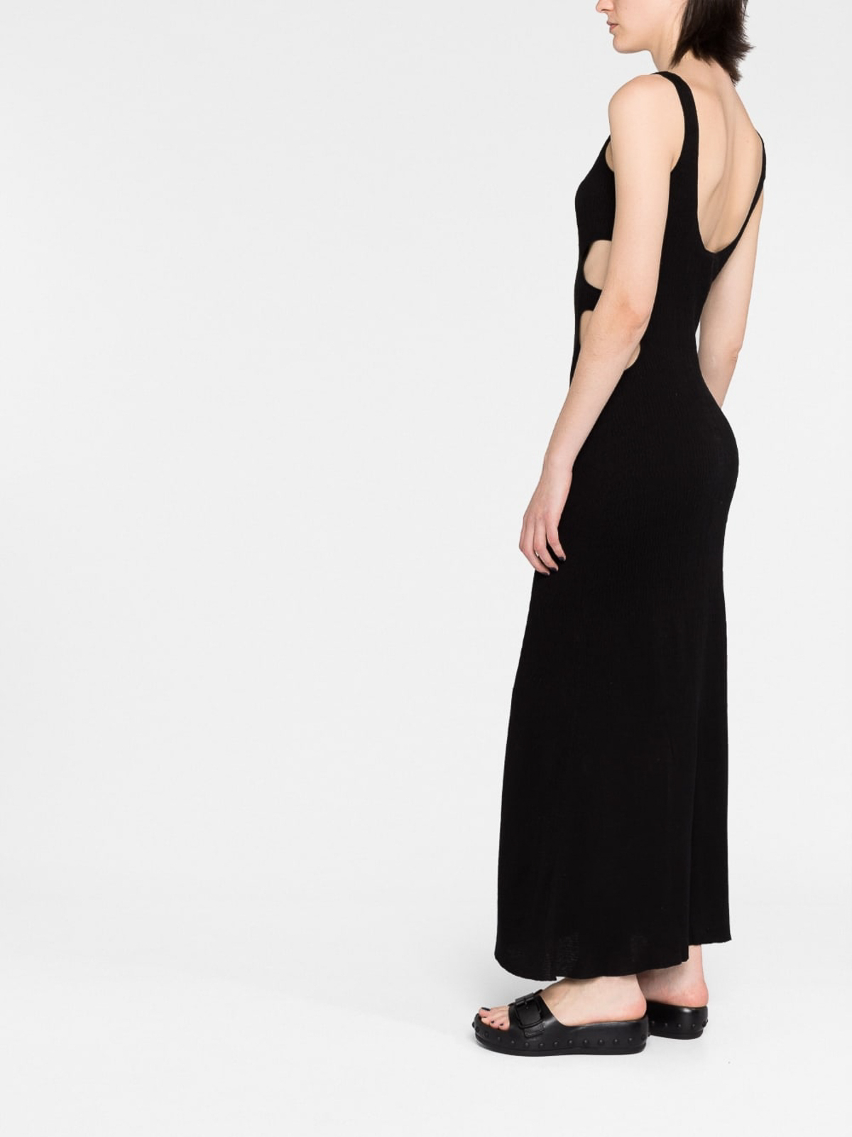 Shop Chloé Linen Blend Silk Long Dress In Black