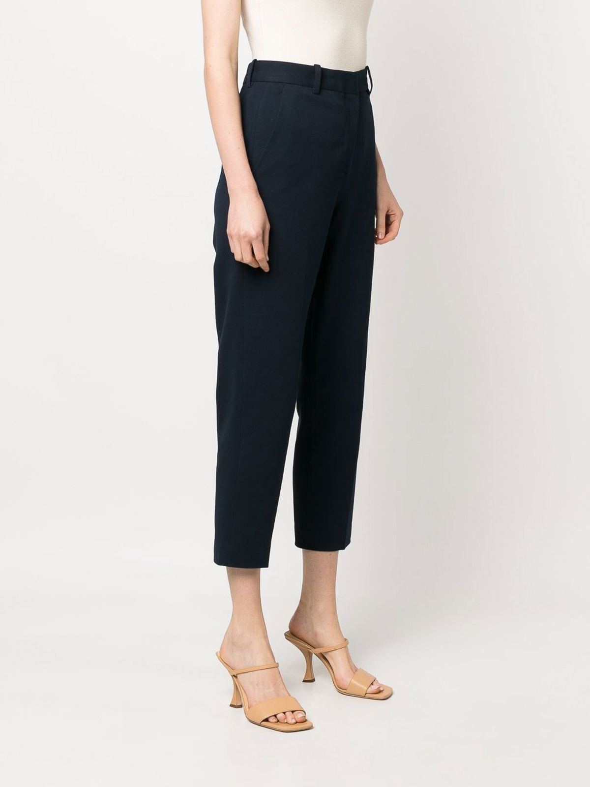 Shop Circolo 1901 Cotton Cropped Trousers In Blue