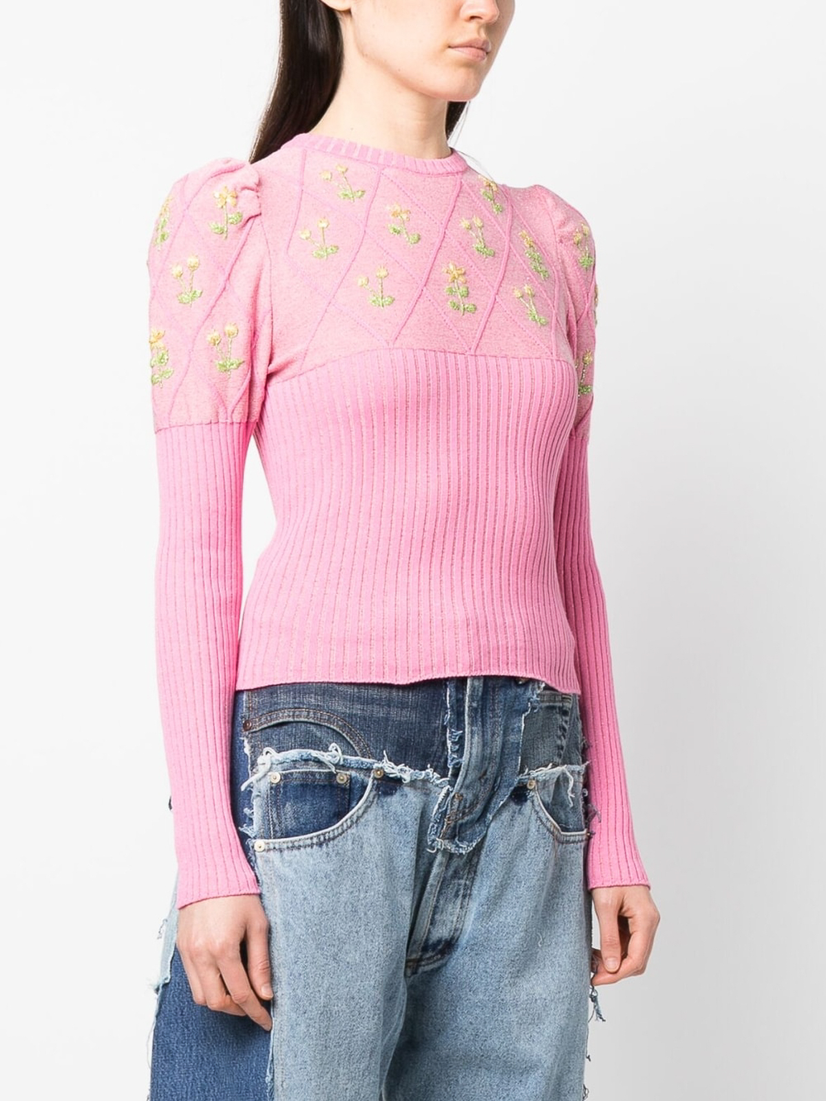 Shop Cormio Embroidered Glitter-cotton T-shirt In Pink