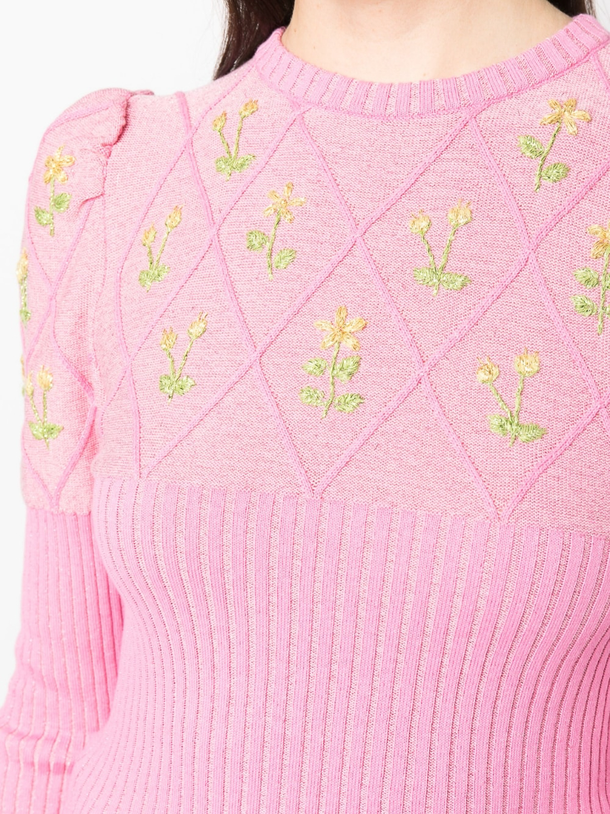 Shop Cormio Embroidered Glitter-cotton T-shirt In Pink