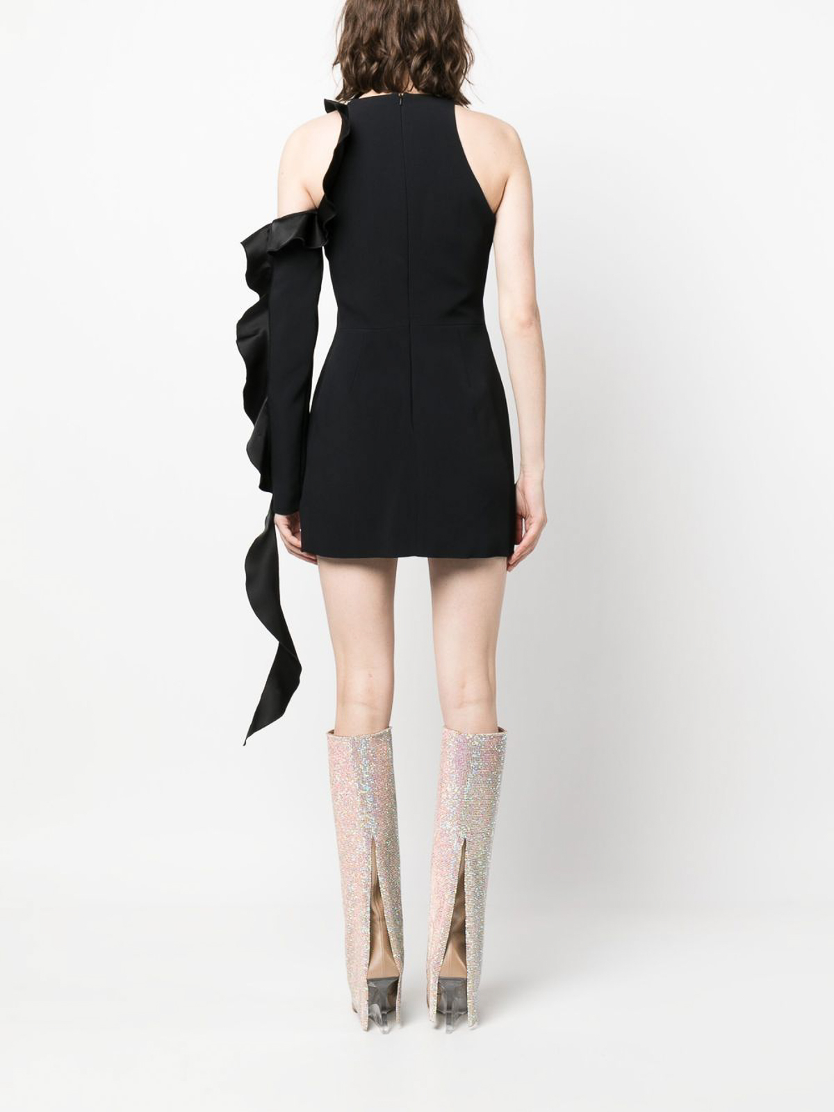 open lace back dress CRYSTAL EMBROIDERED ONE SHOULDER MINI DRESS  David Koma
