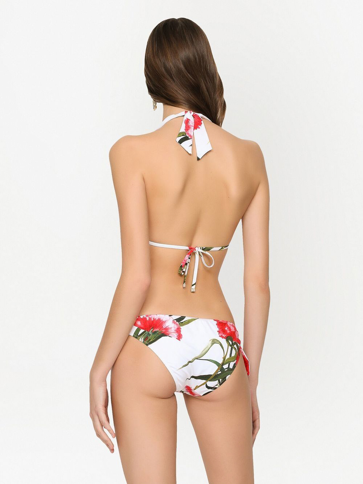 Shop Dolce & Gabbana Printed Triangle Bikini Set In White