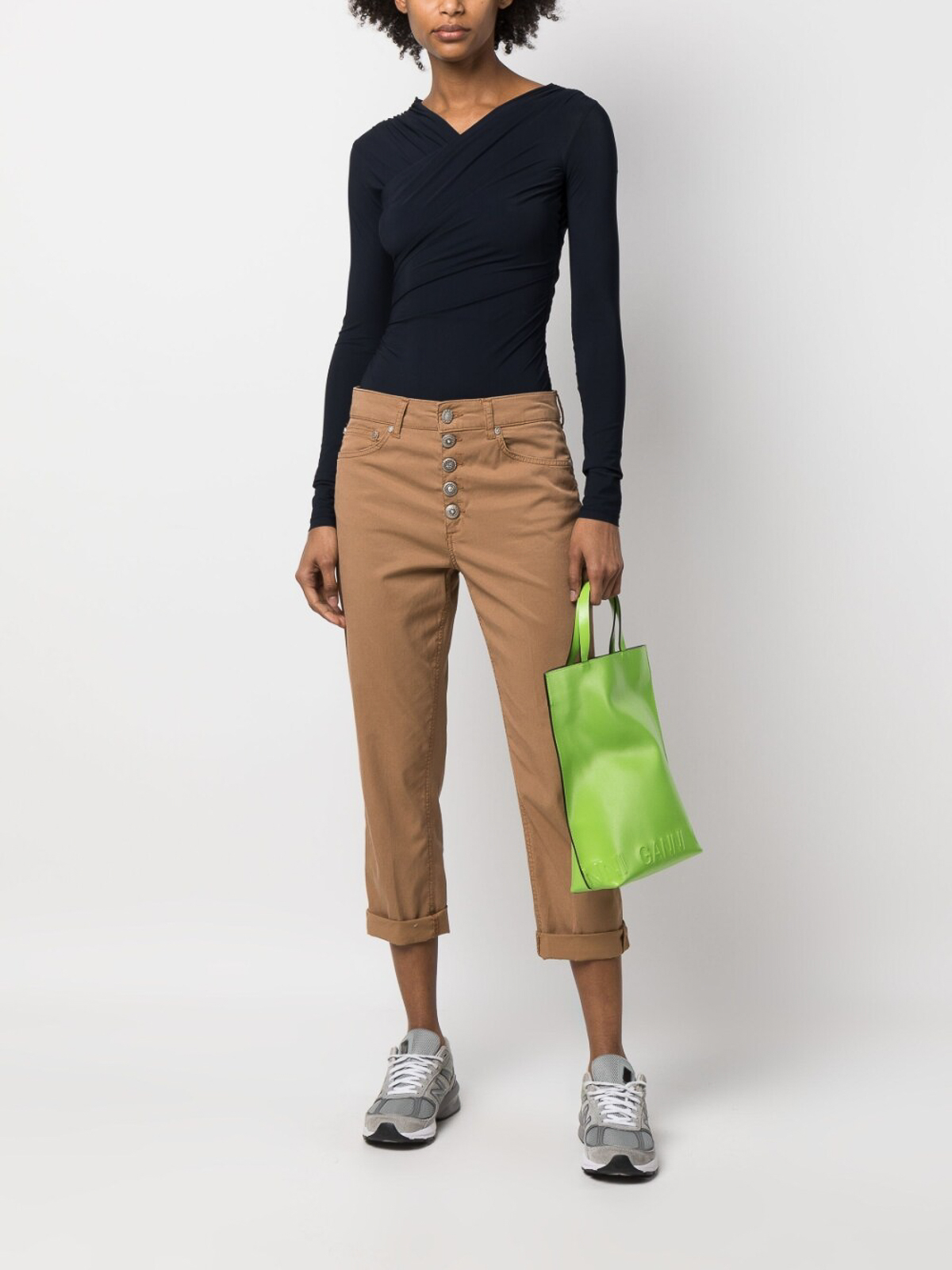 Shop Dondup Cropped Trousers In Brown
