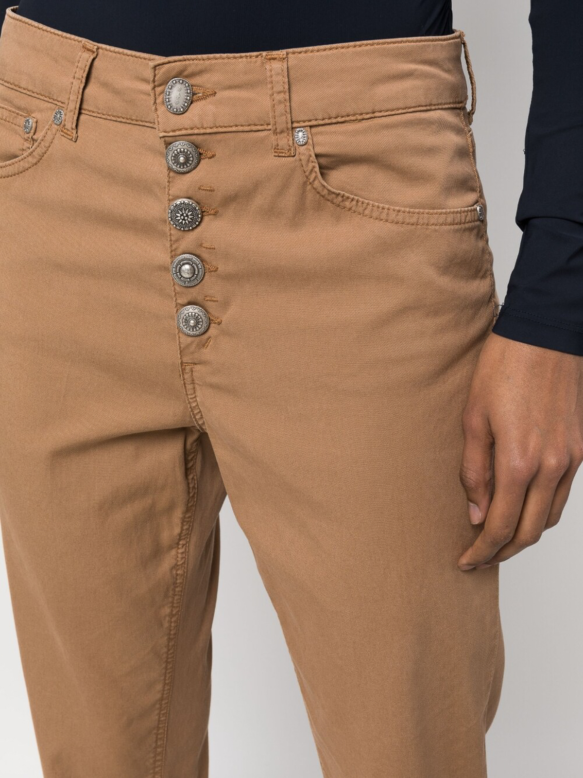 Shop Dondup Cropped Trousers In Brown
