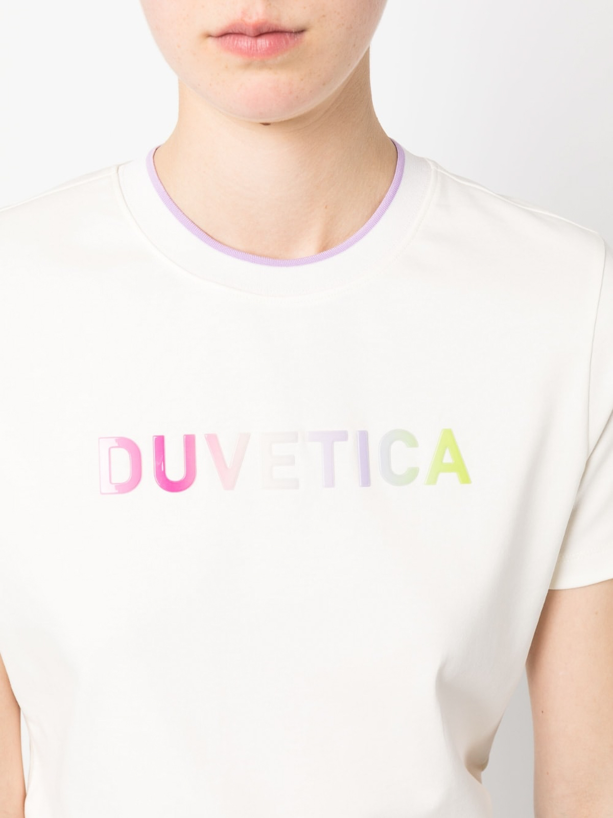 Duvetica Logo cotton t-shirt - White - Women|VDRT20533K0001