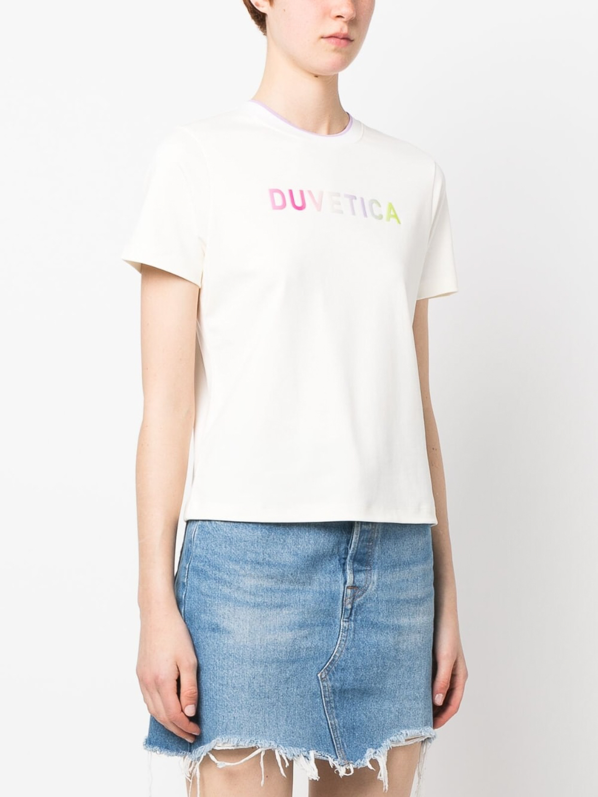 Duvetica Logo cotton t-shirt - White - Women|VDRT20533K0001