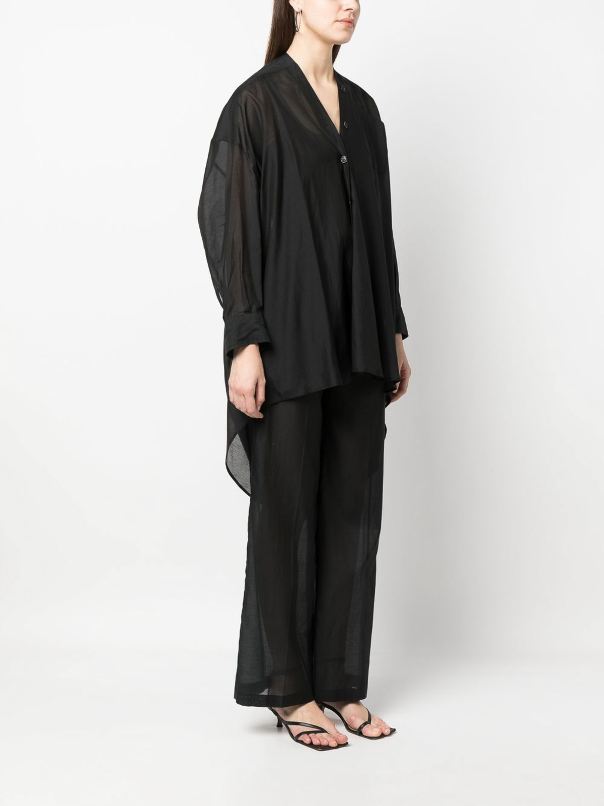 Shop Erika Cavallini Silk Blend Shirt In Black